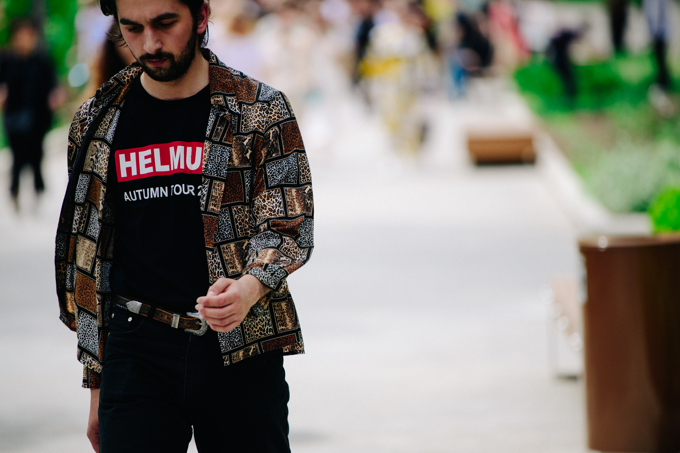 Man wearing brown shirt