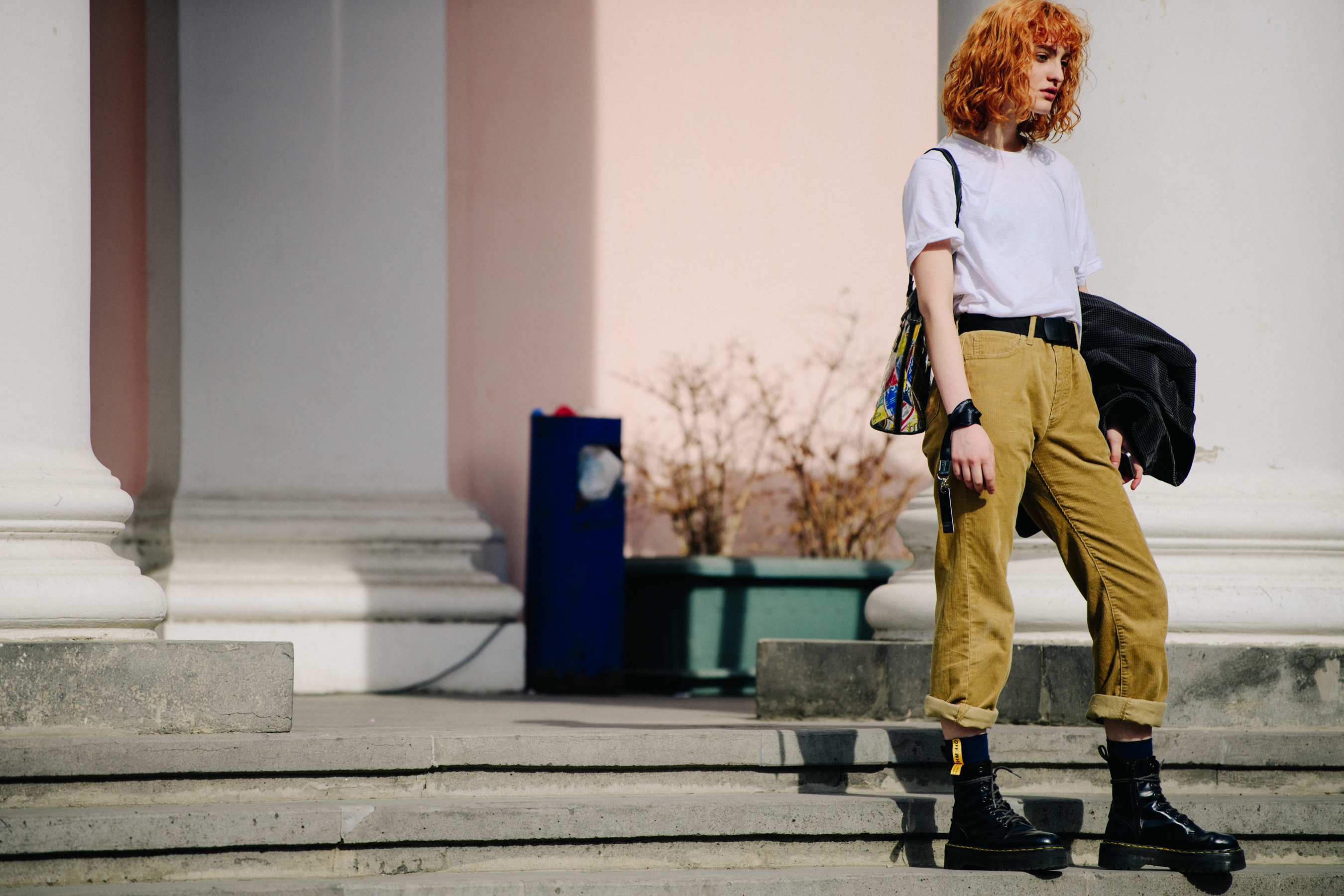 Model wearing black boots