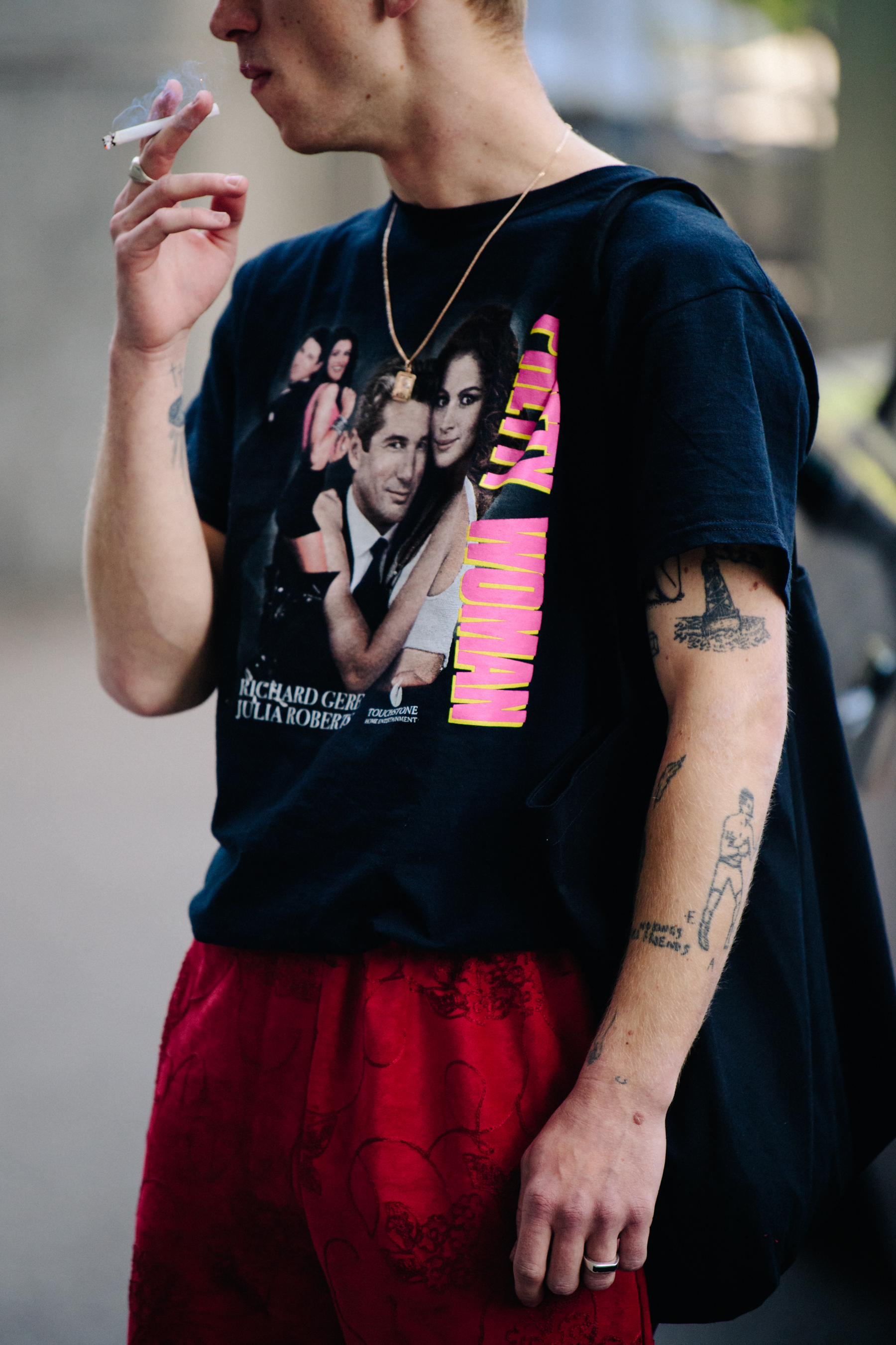 Man wearing red pants