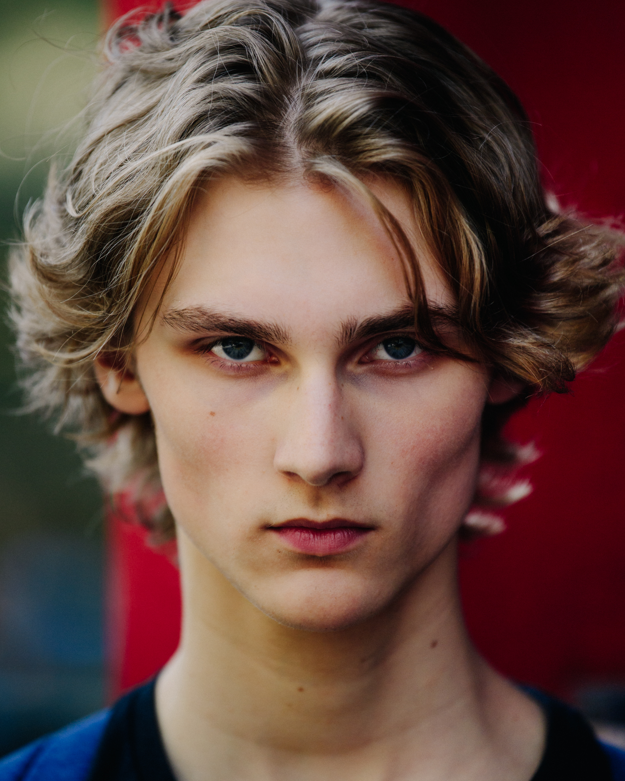 Portrait of model with long blonde hair