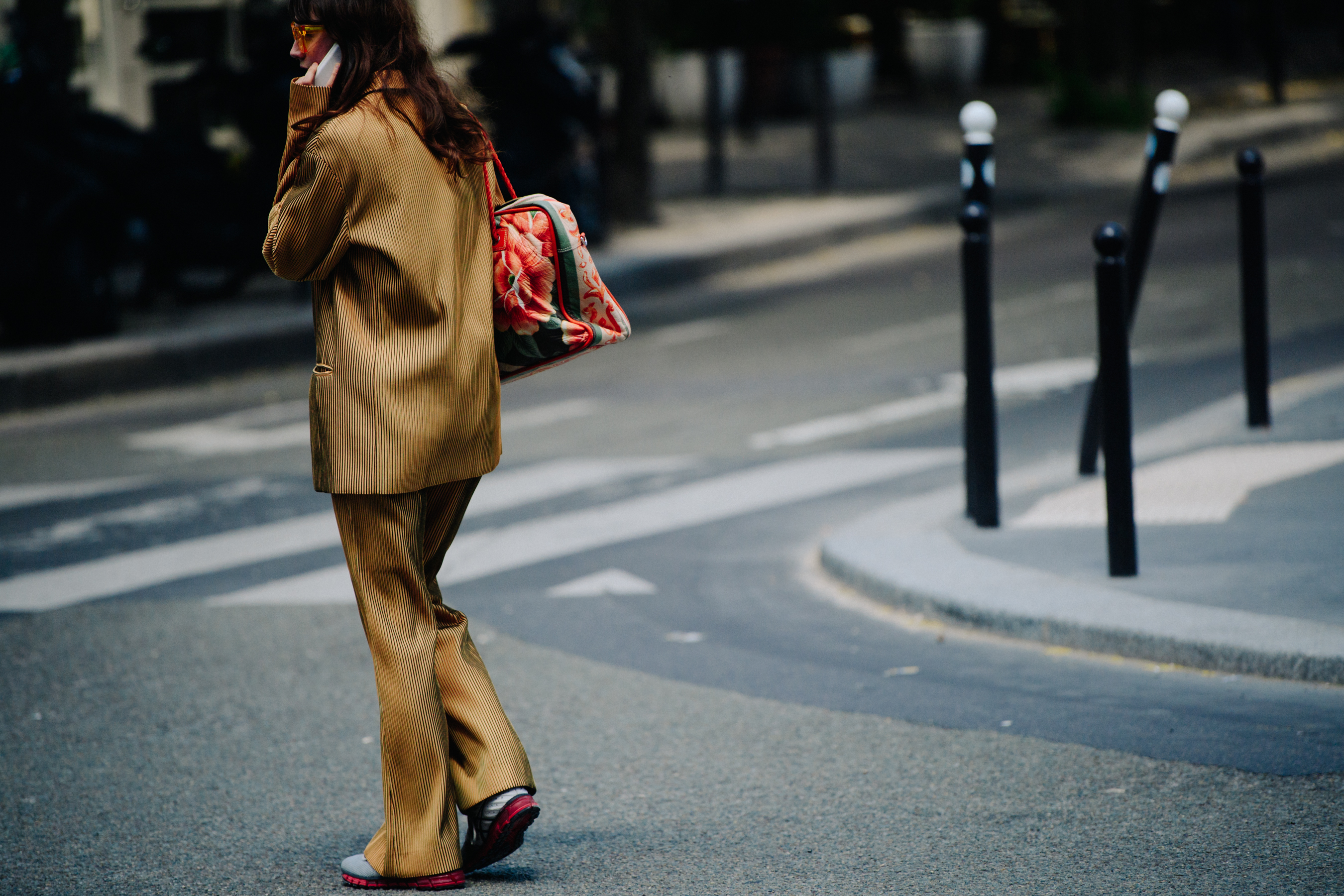Woman wearing brown jacket