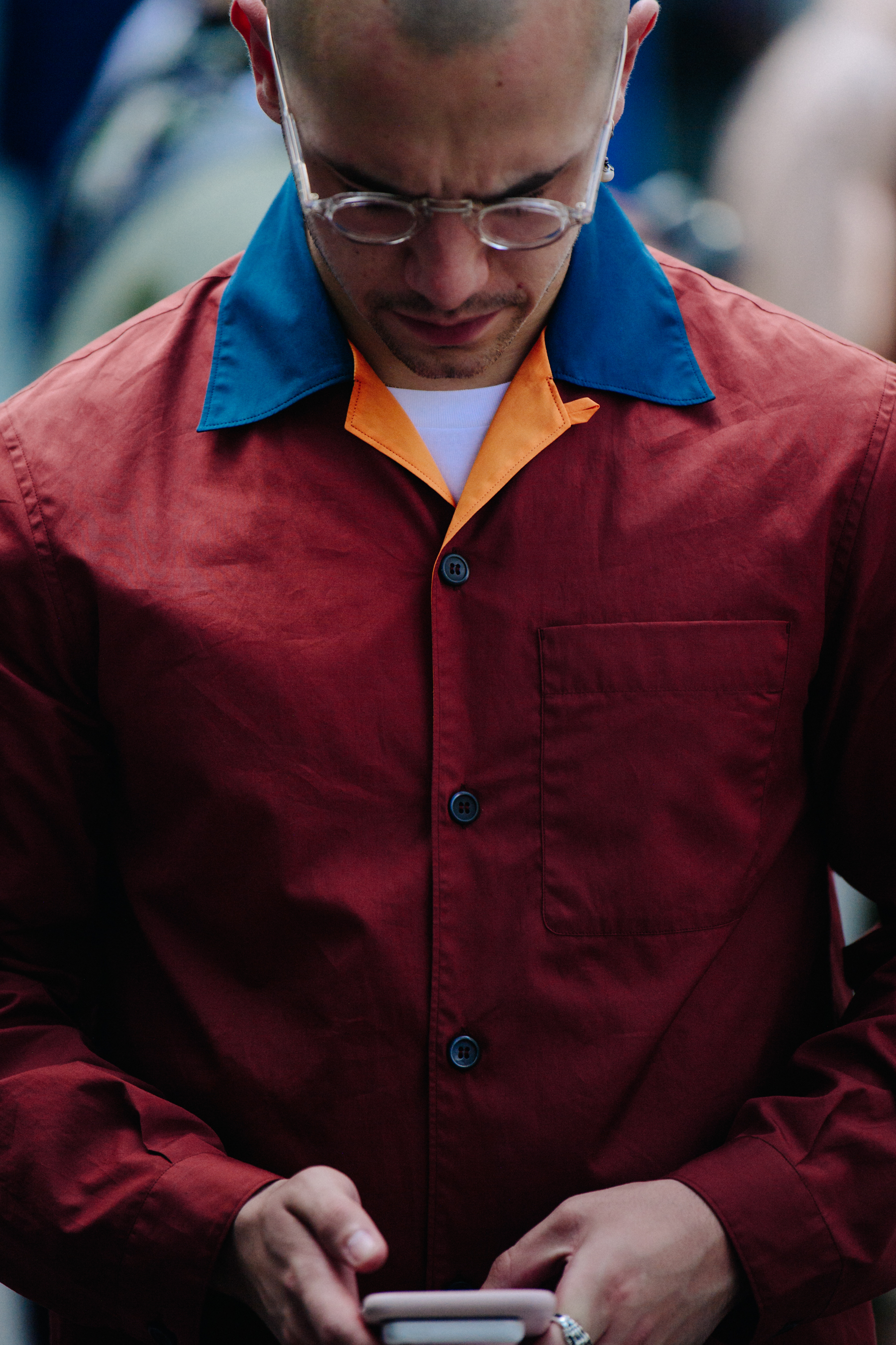 Man wearing red shirt