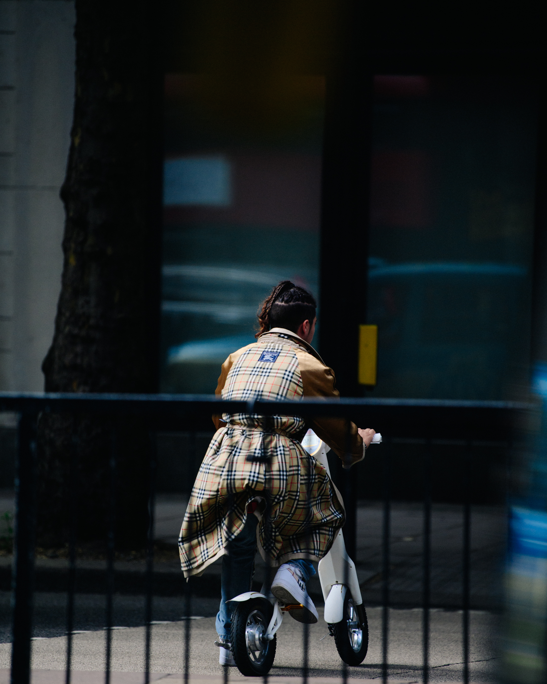 Man riding motorised bike