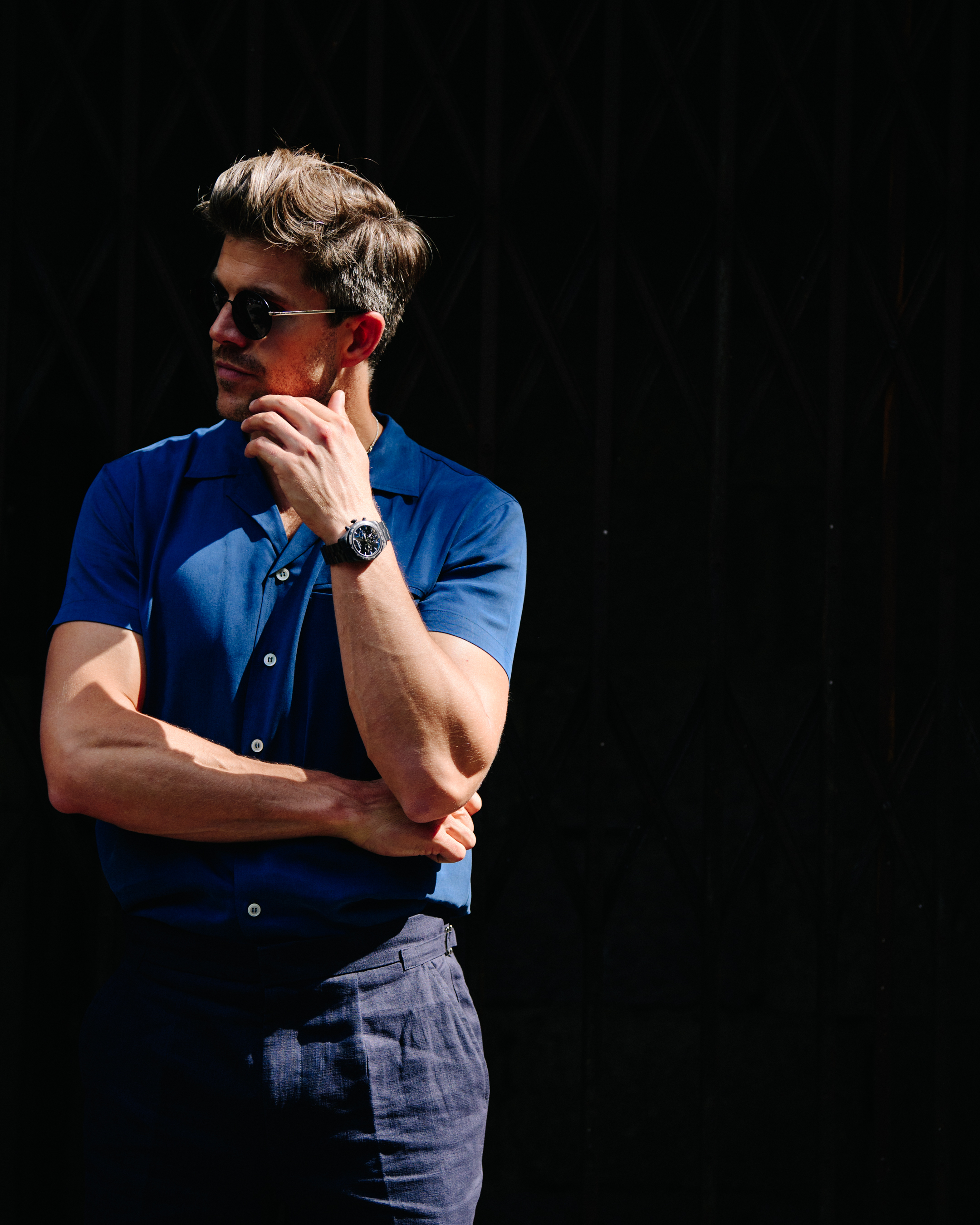 Man wearing blue shirt
