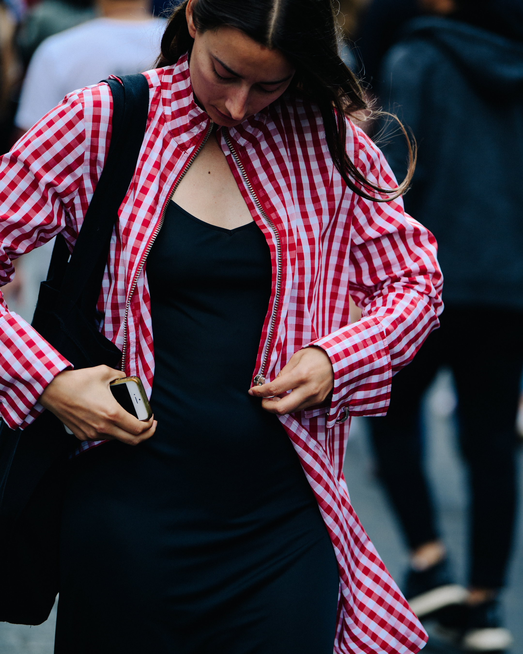 Woman wearing check shirt