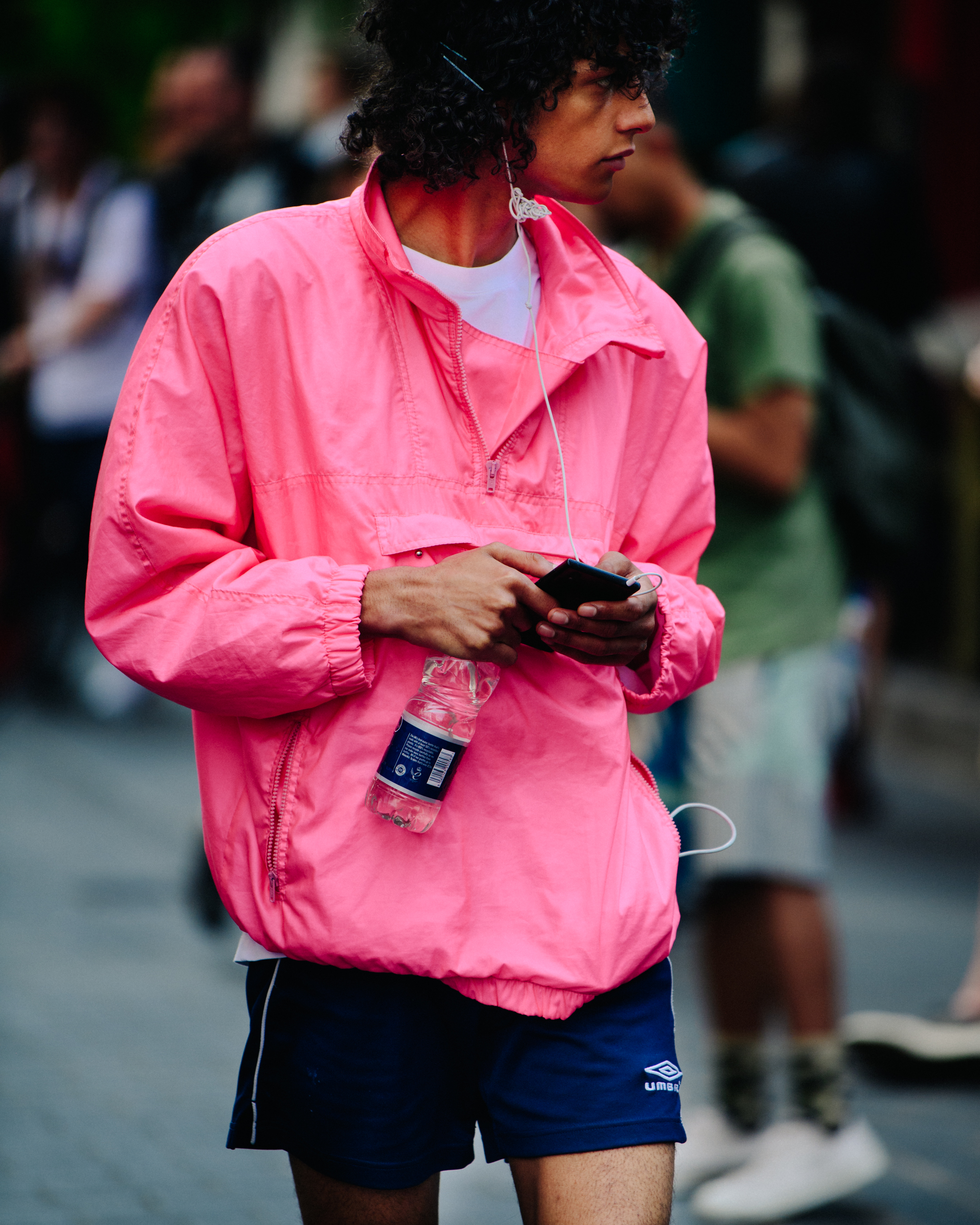 Man wearing pink jacket