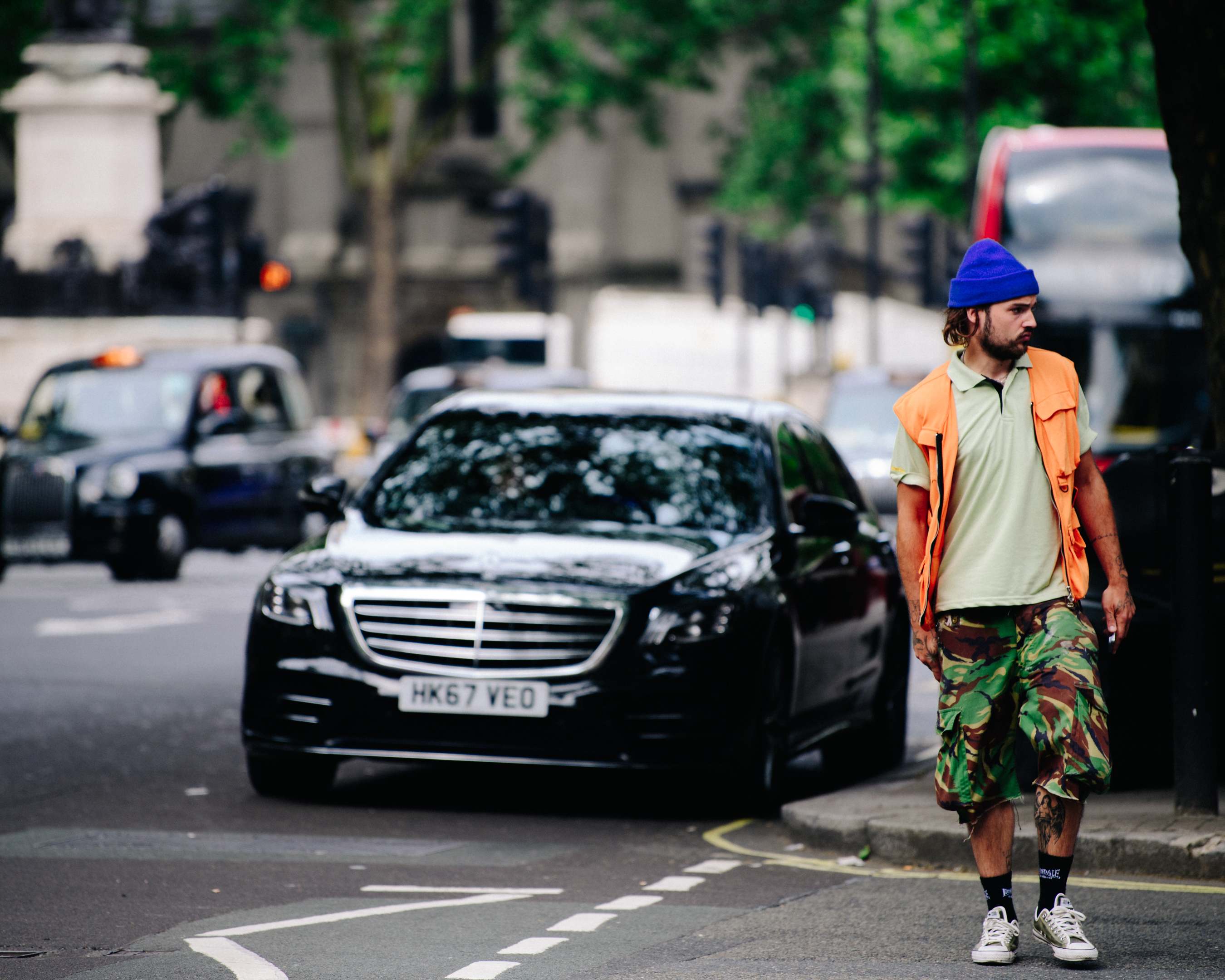 Man wearing camo shorts