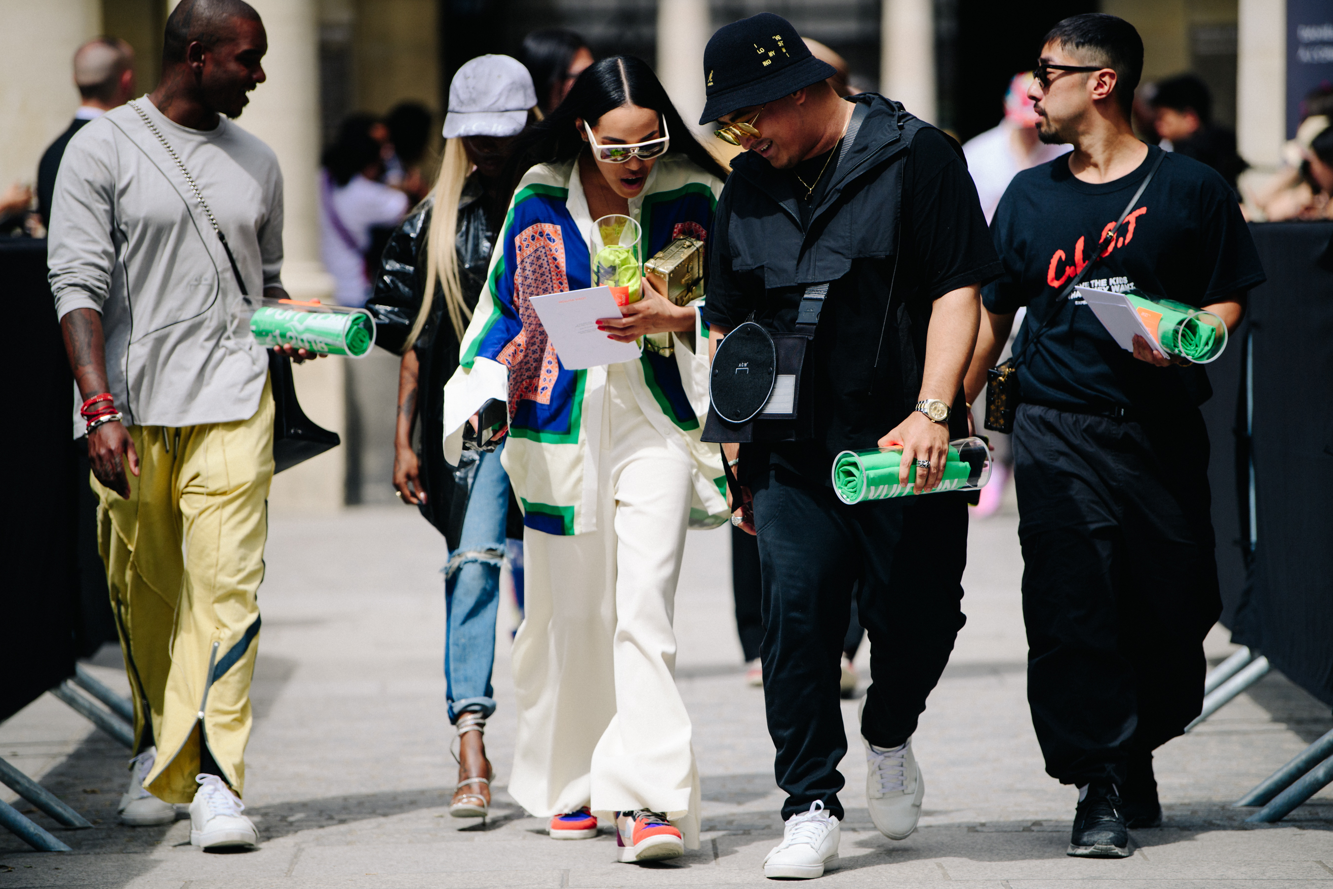 Group of influencers leaving Louis Vuitton
