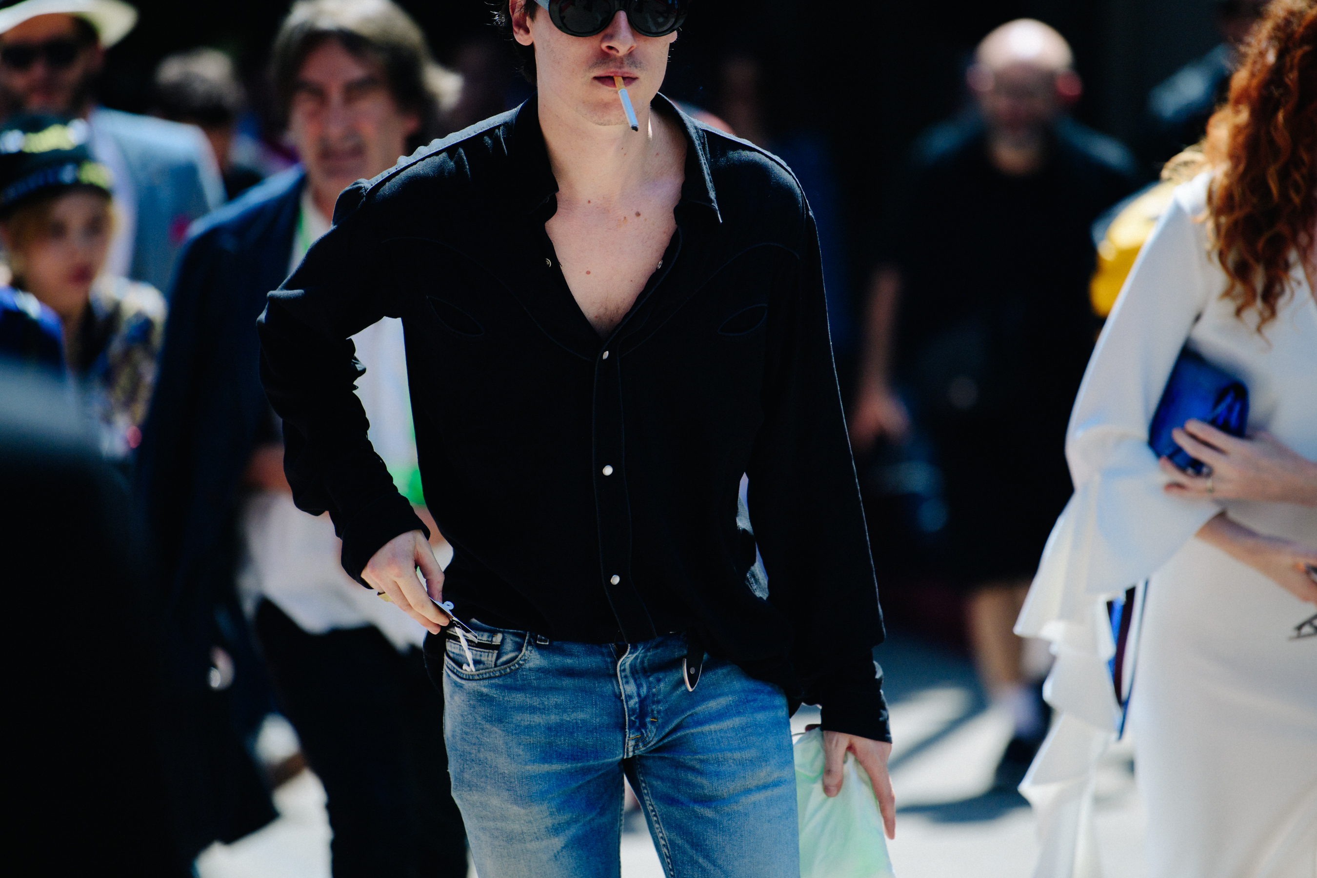 Man wearing open shirt