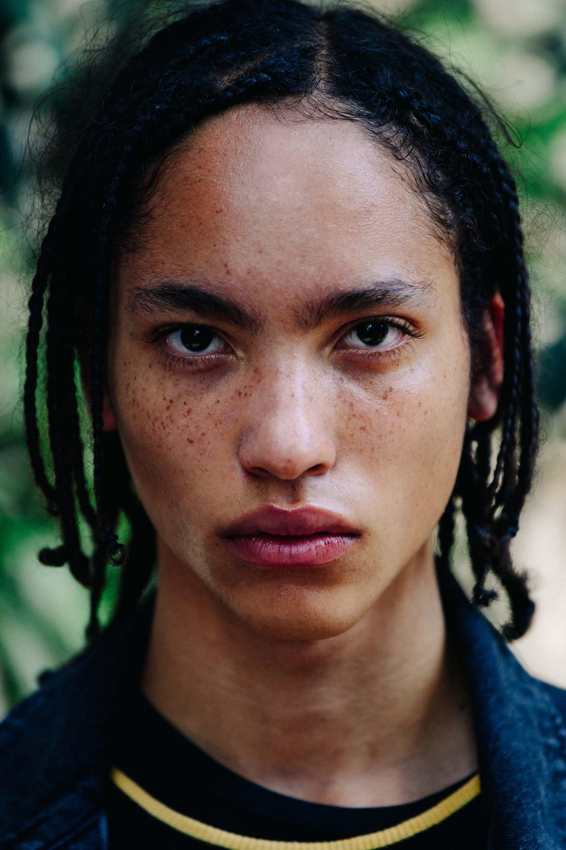 Portrait of model with braids