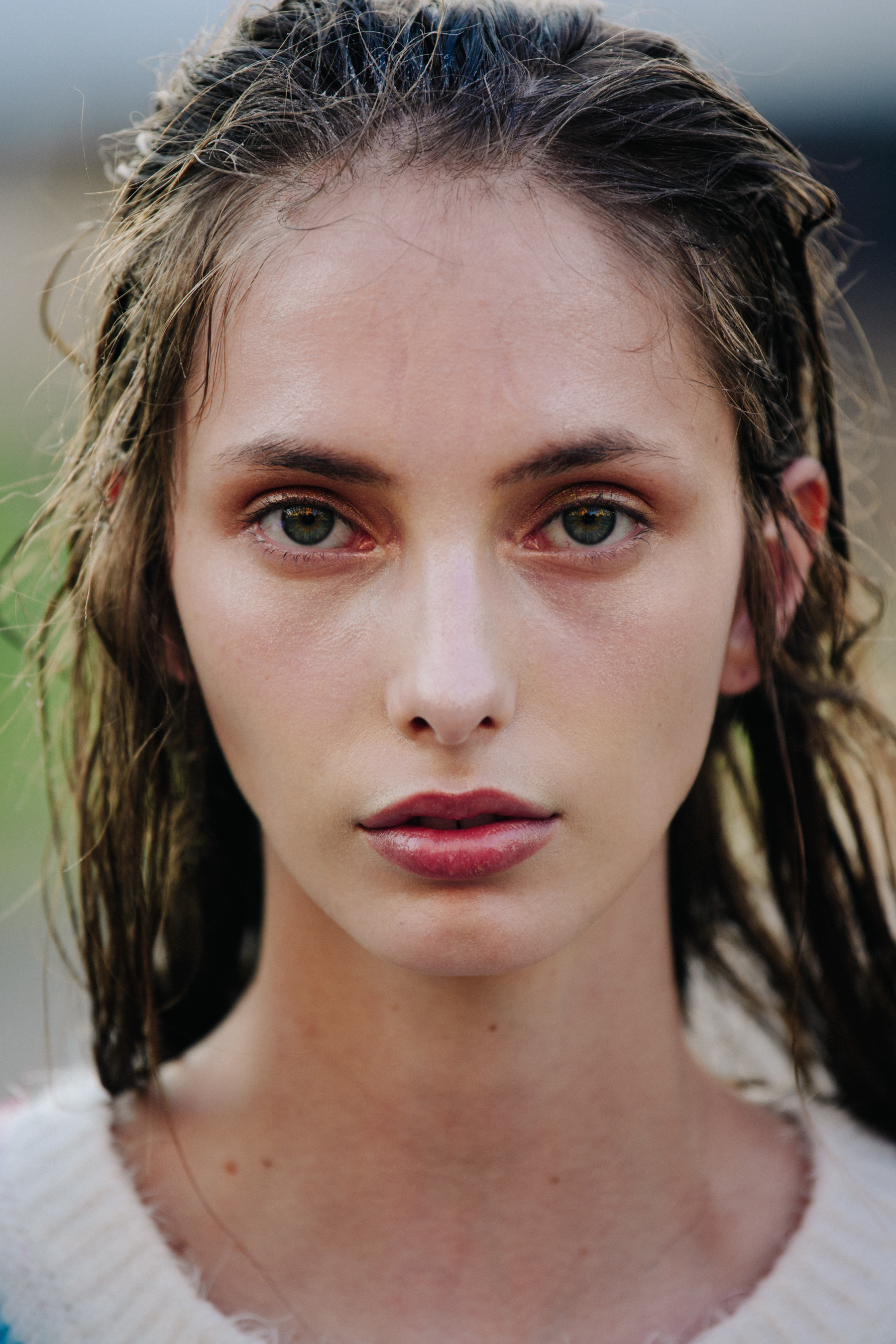 Portrait of model with green eyes