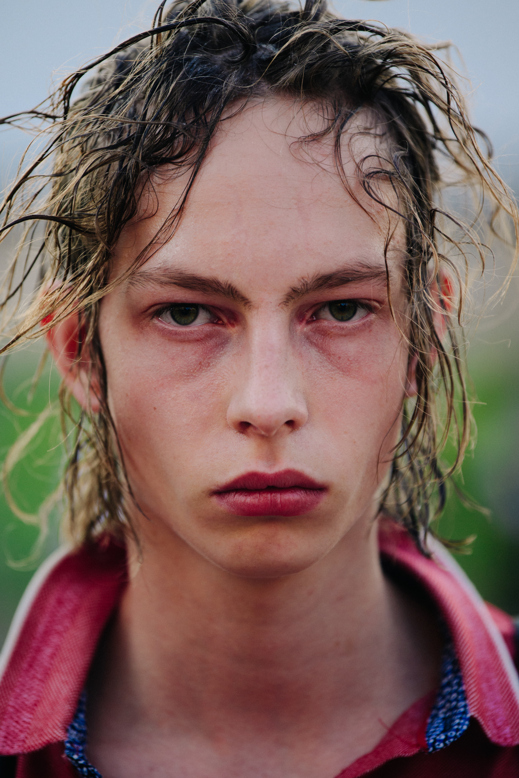 Portrait of model with messy hair