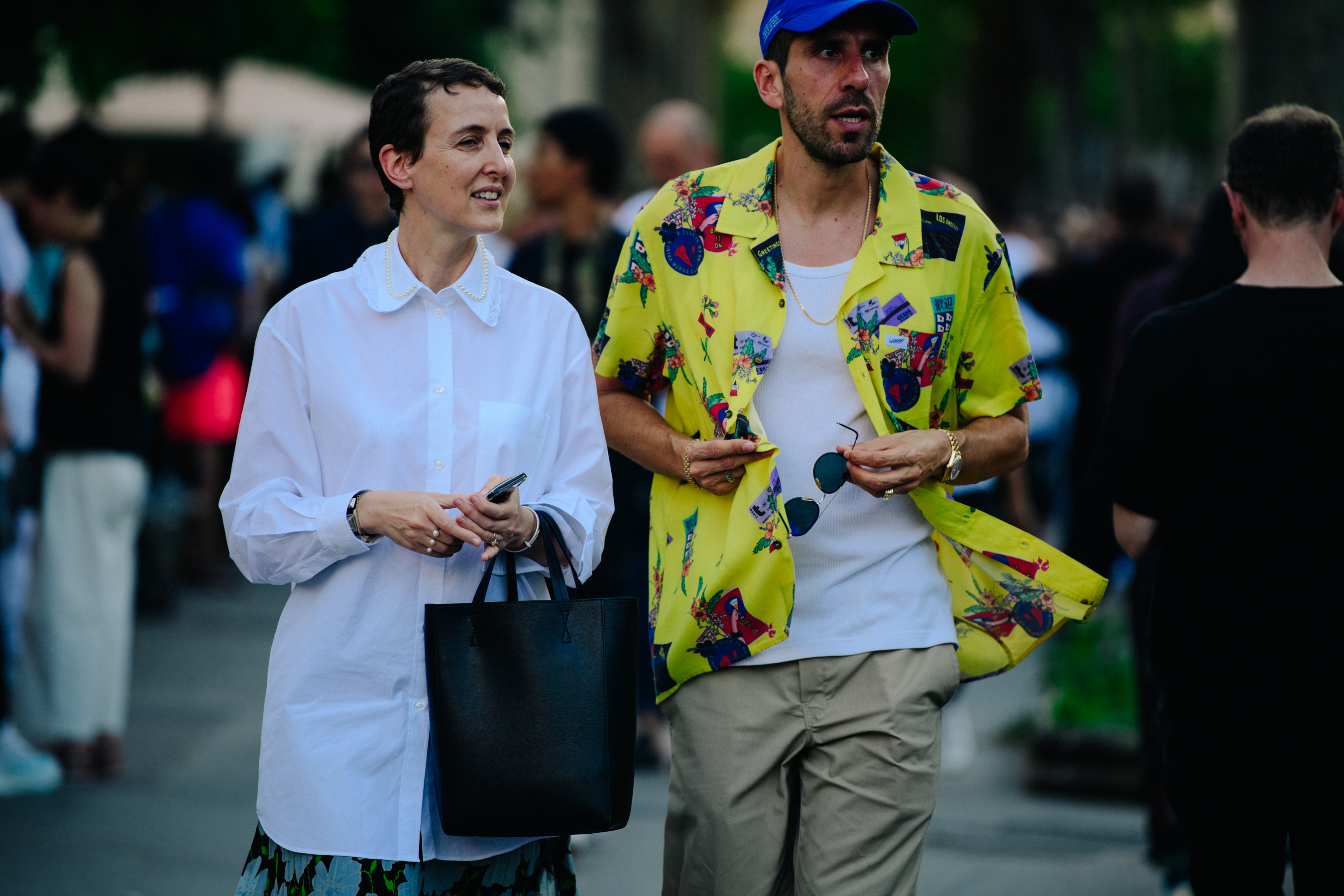 Couple wearing fashionable shirts