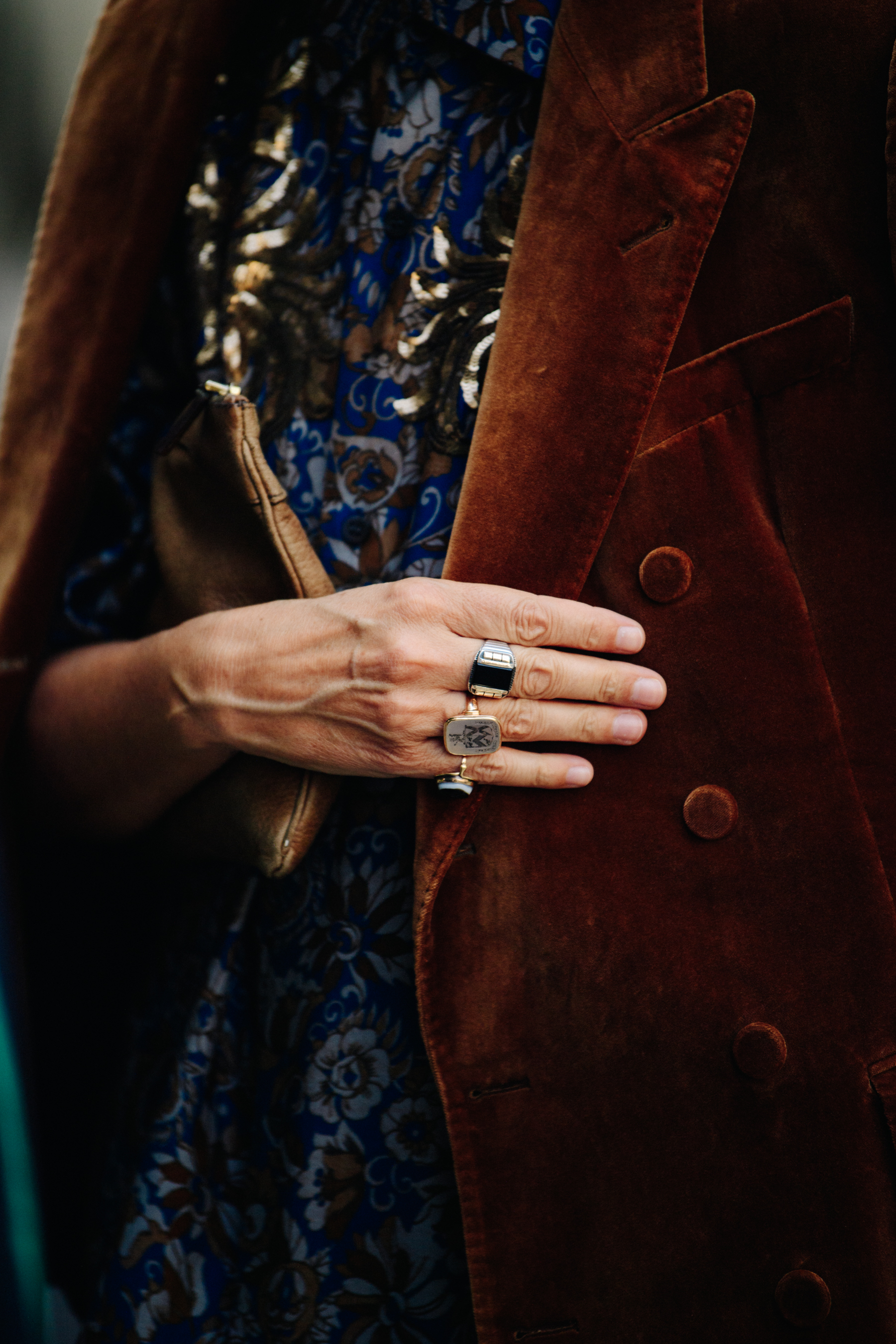 Woman wearing silver rings