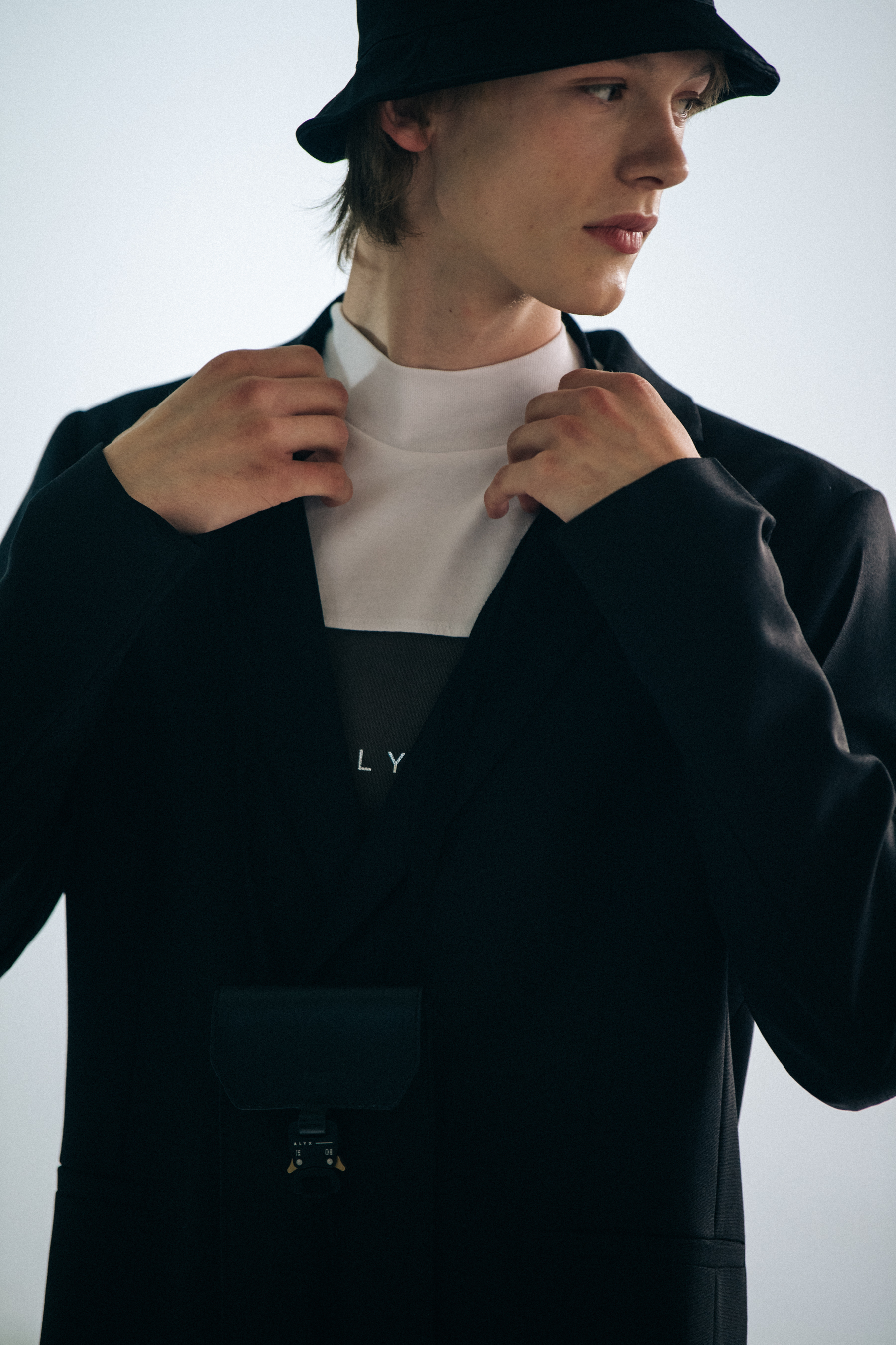 Model wearing black blazer