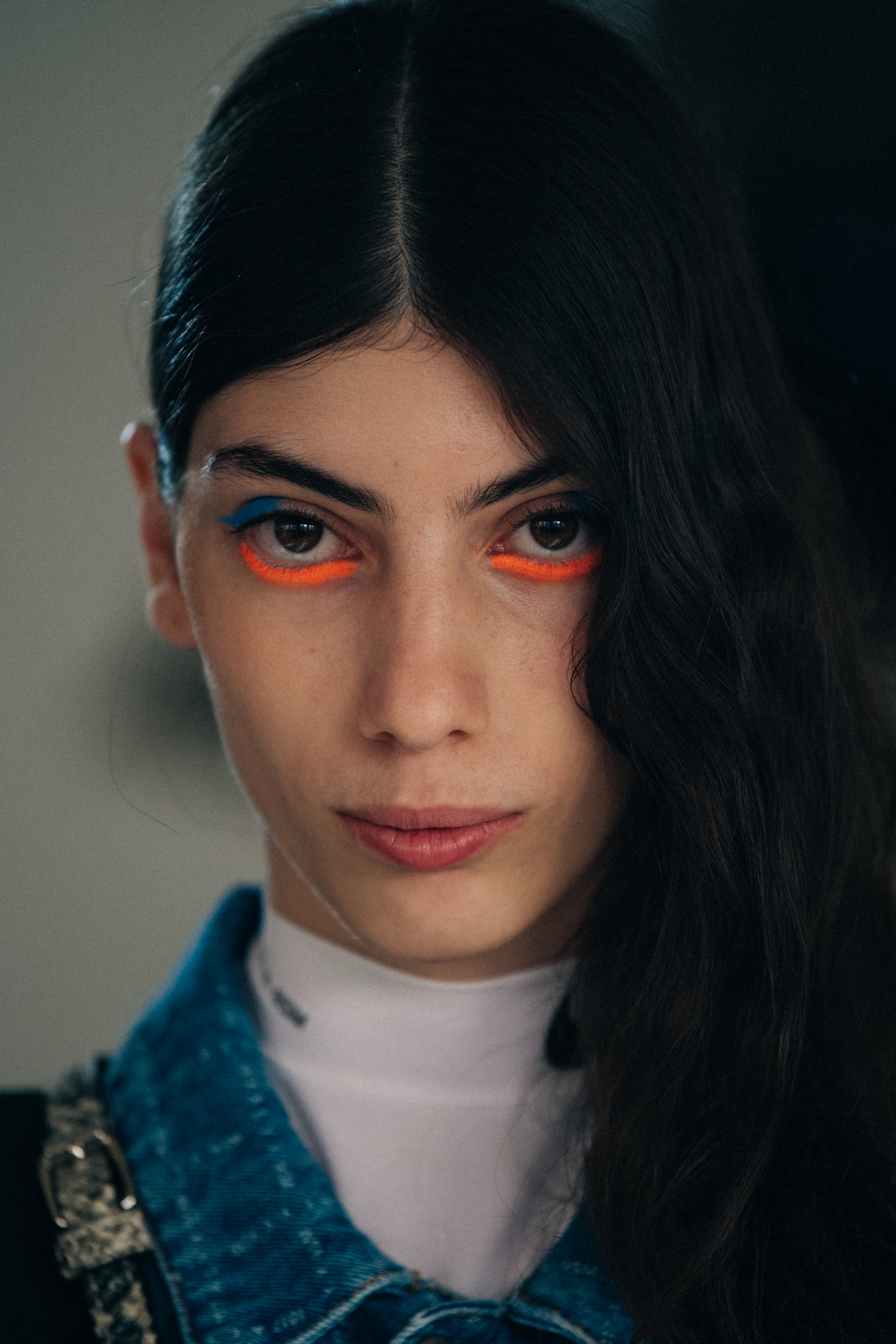 Portrait of model with long brown hair