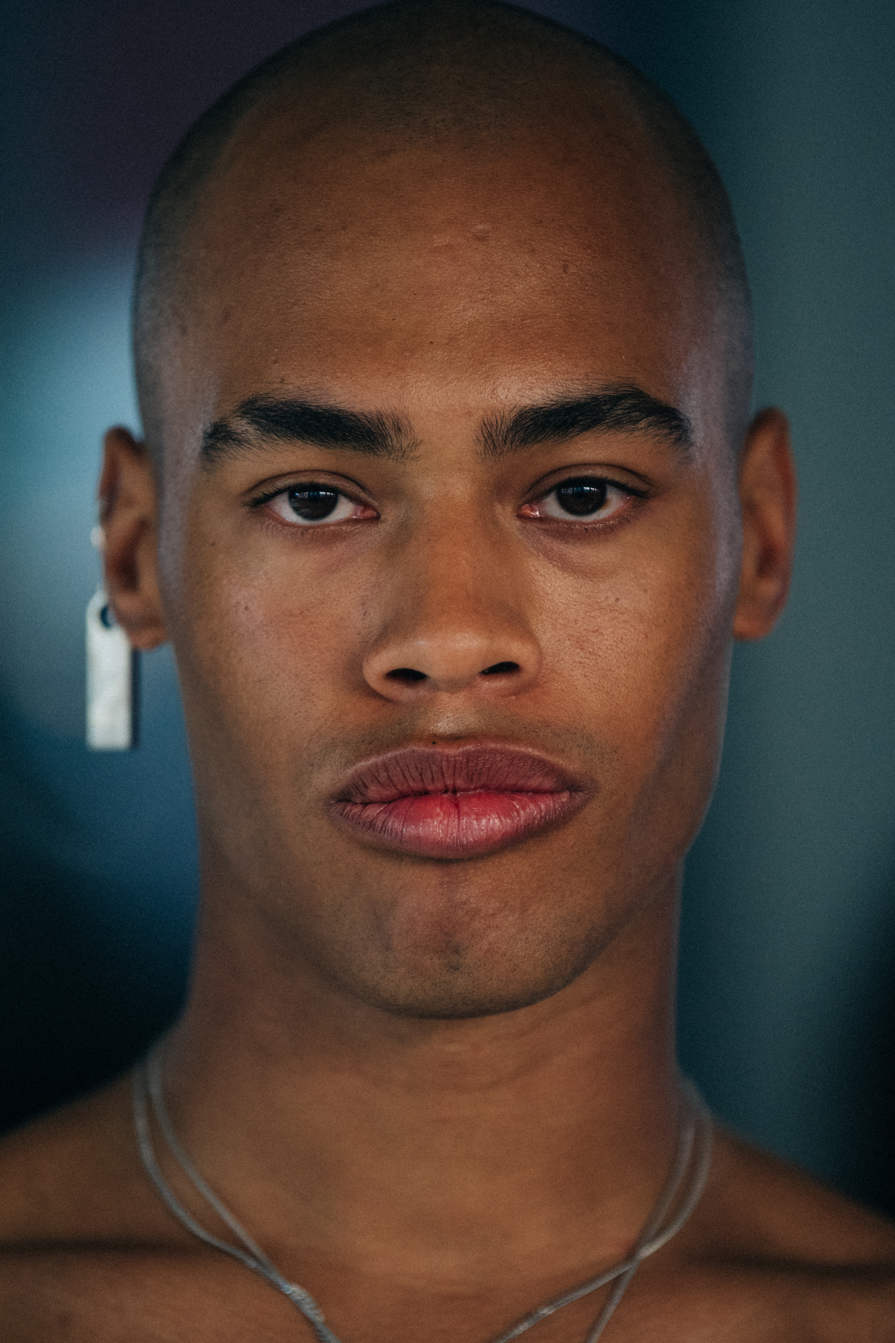 Portrait of model wearing Alyx earring