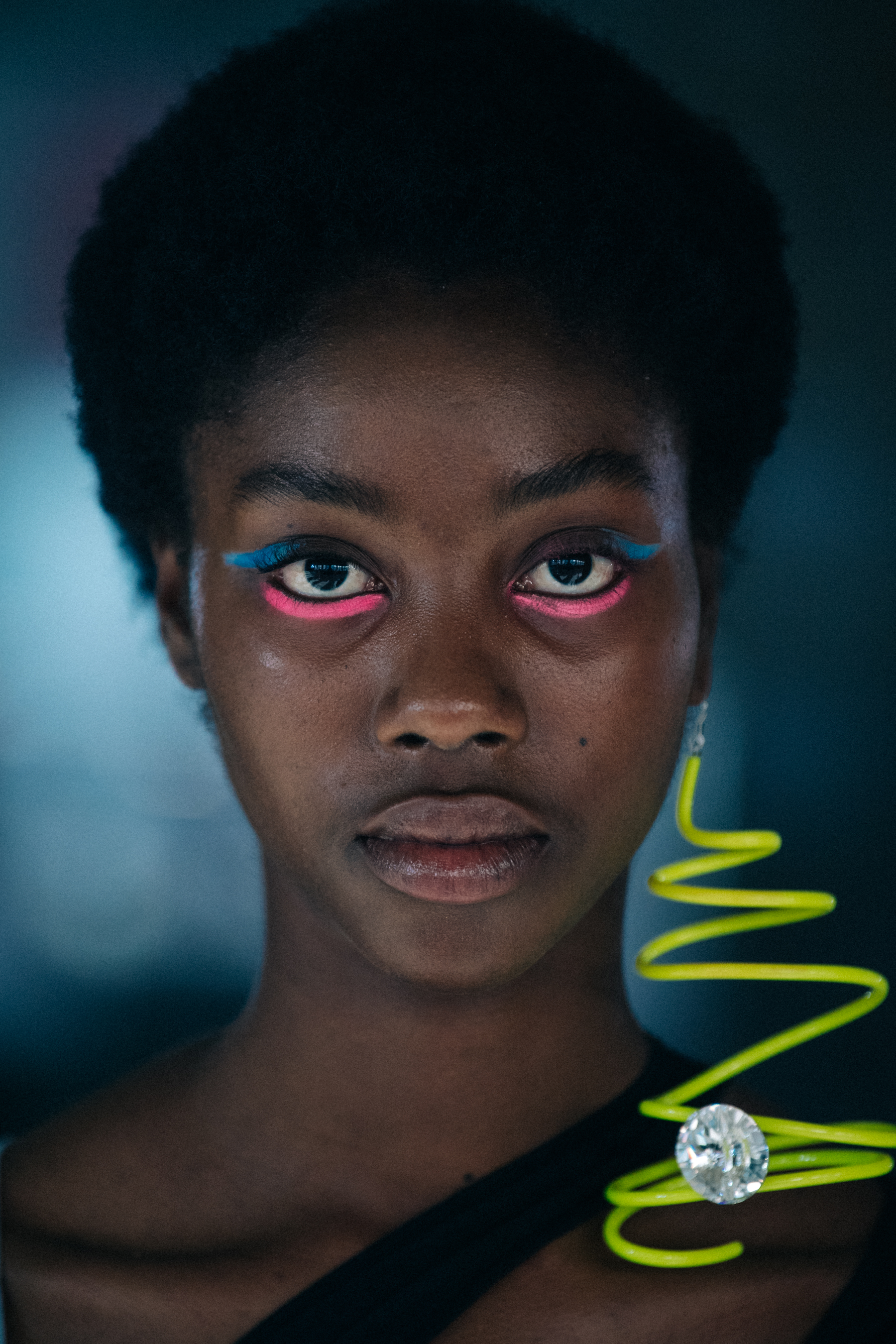 Portrait of model wearing Alyx earring