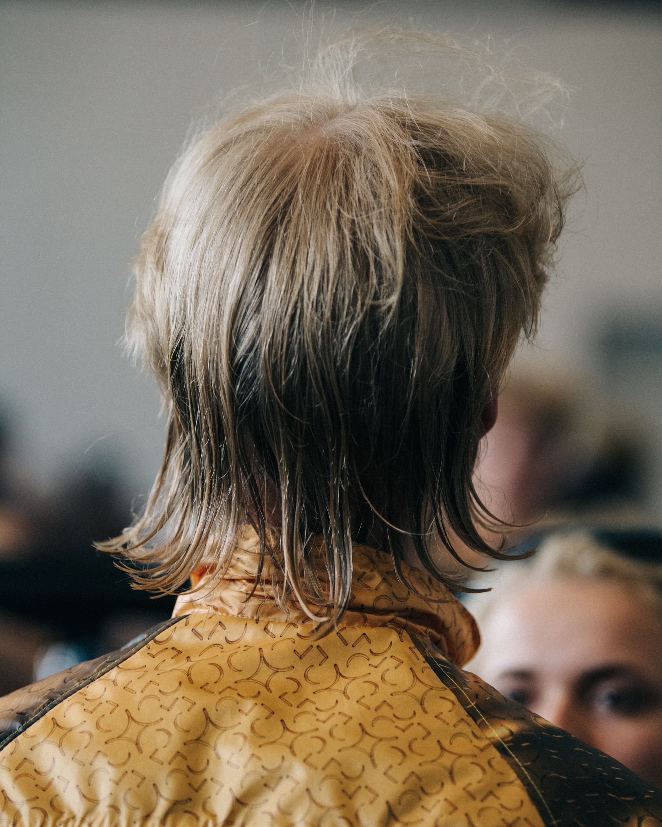 Blonde model backstage at Cottweiler