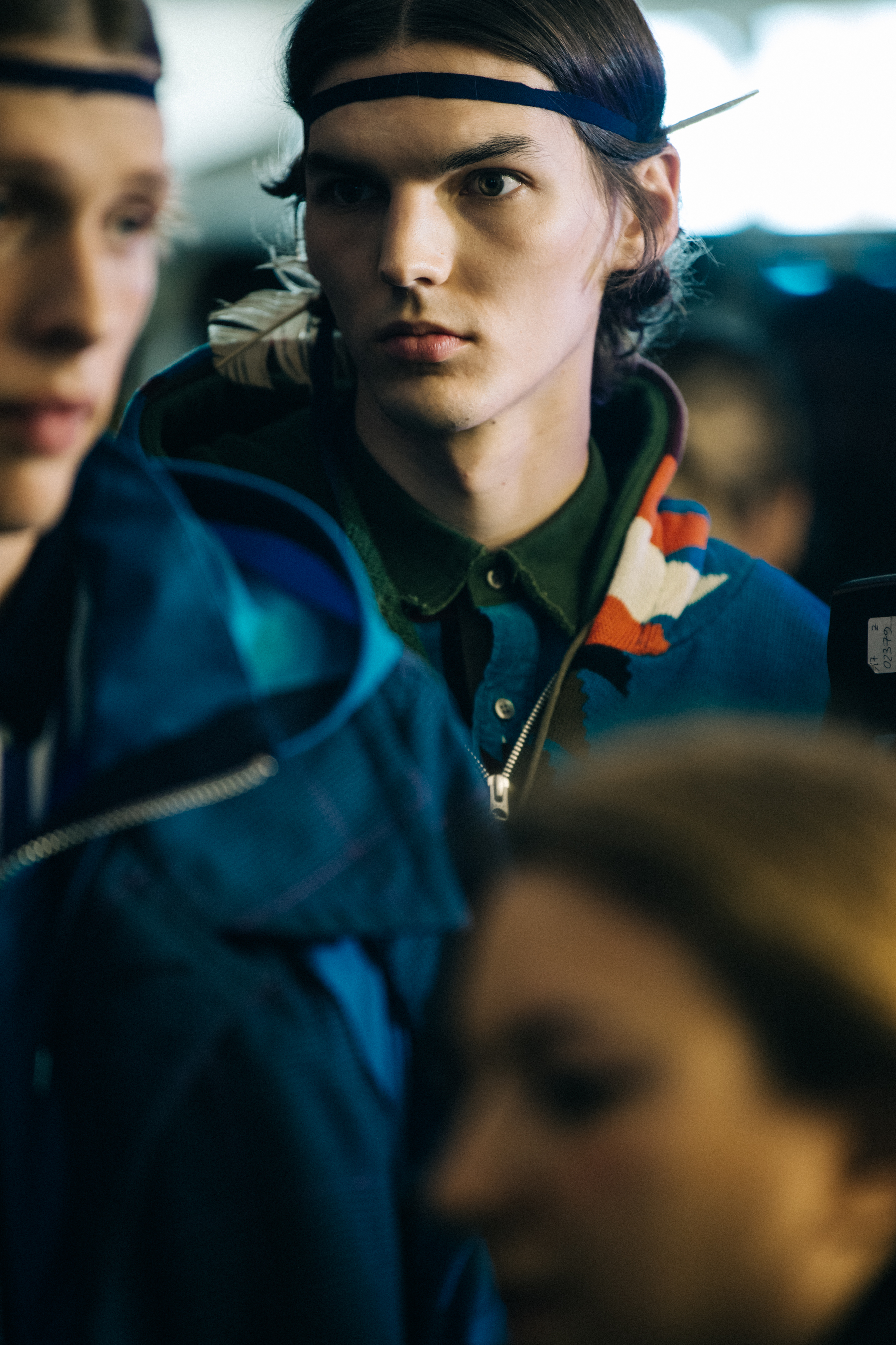 Models wearing Sacai x Pendleton outfits
