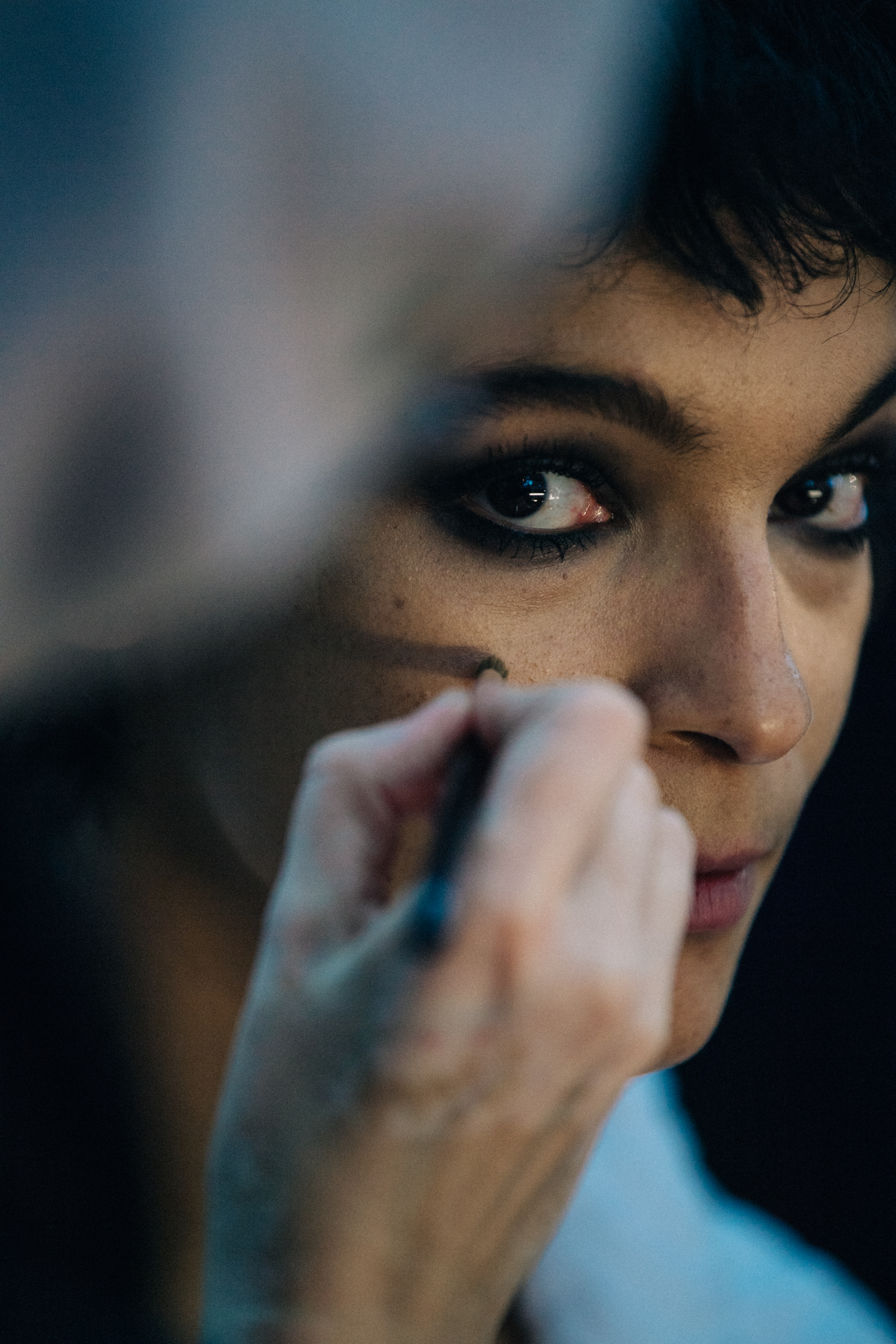 Model in hair and makeup at Tom Ford