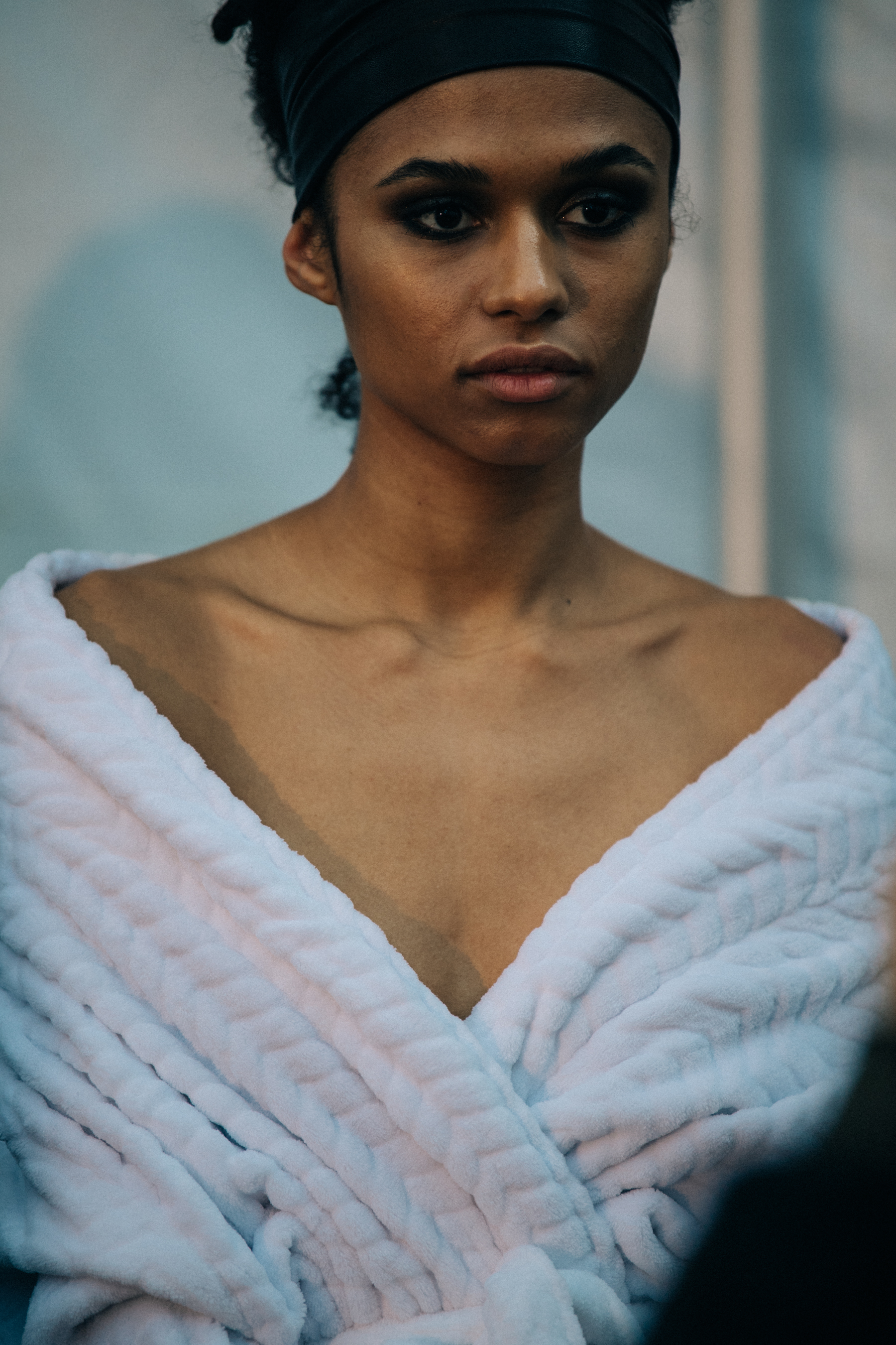 Model in hair and makeup at Tom Ford