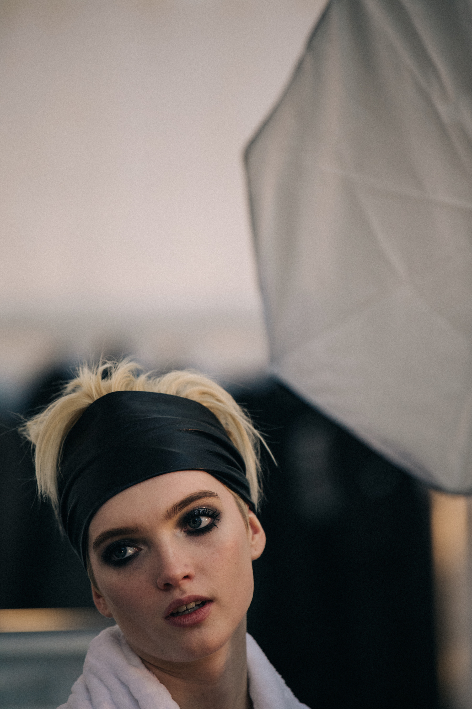 Ruth Bell backstage at Tom Ford