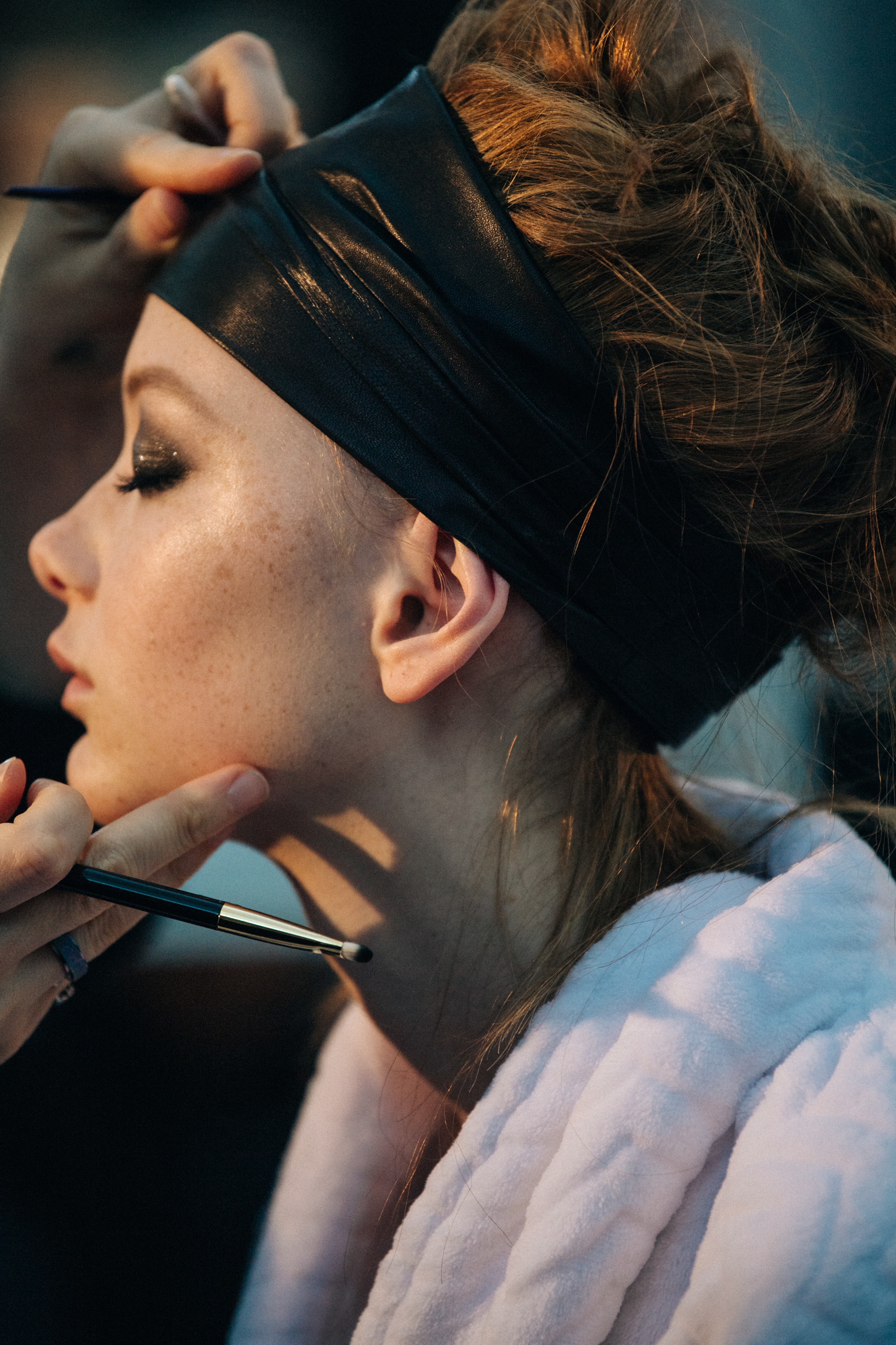 Sara Grace Wallerstadt backstage at Tom Ford