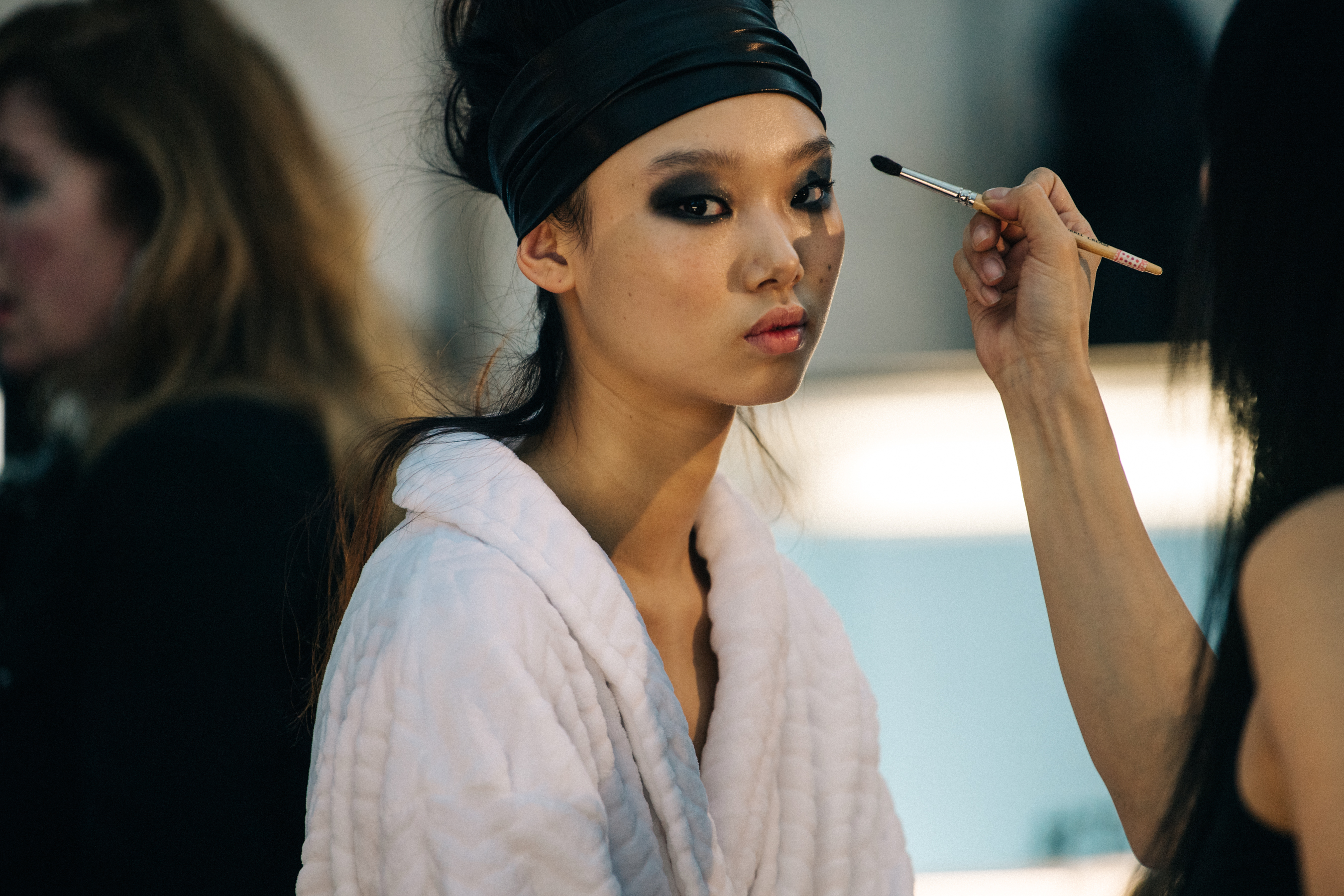 Yoon Young Bae backstage at Tom Ford