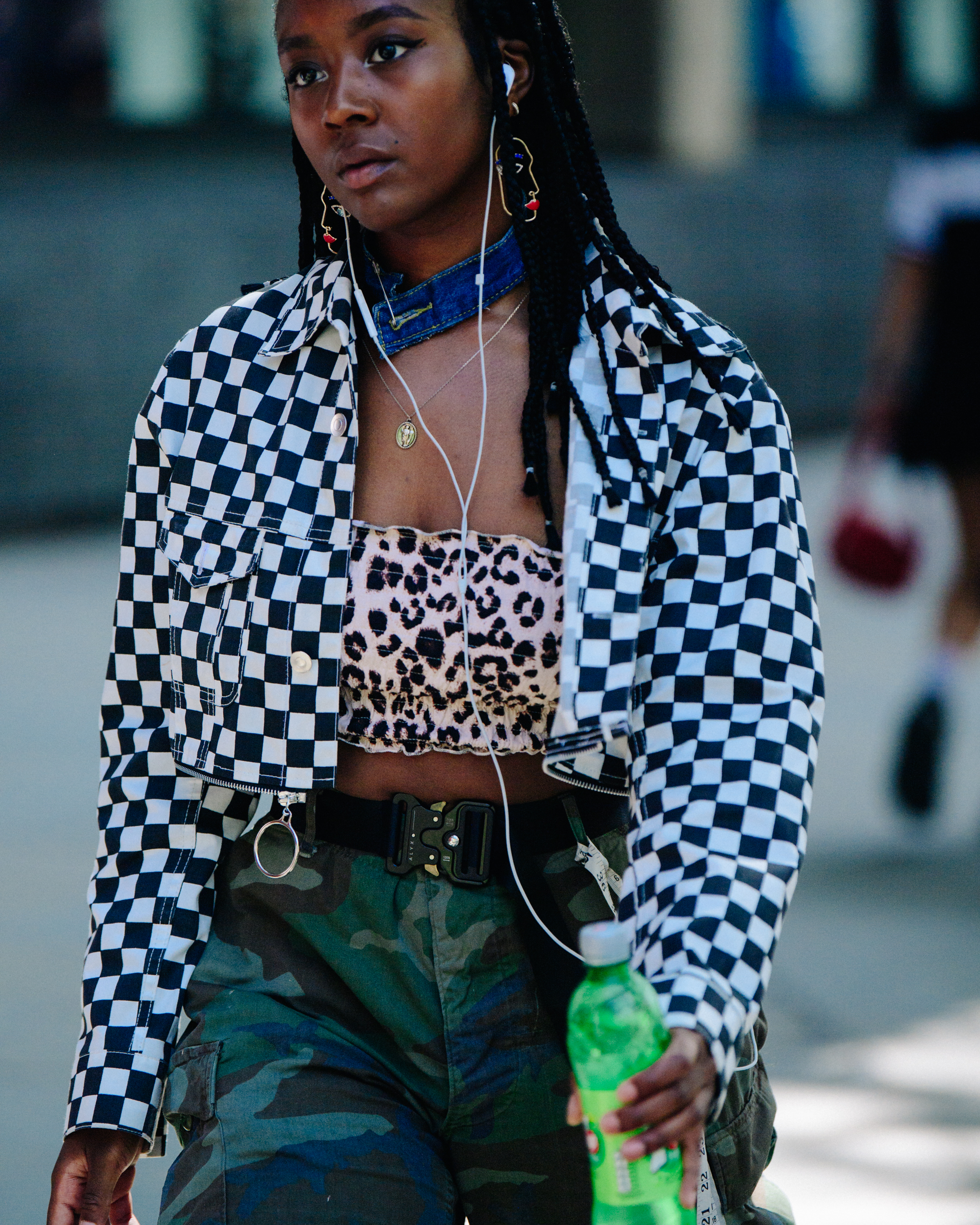 Woman wearing camo pants