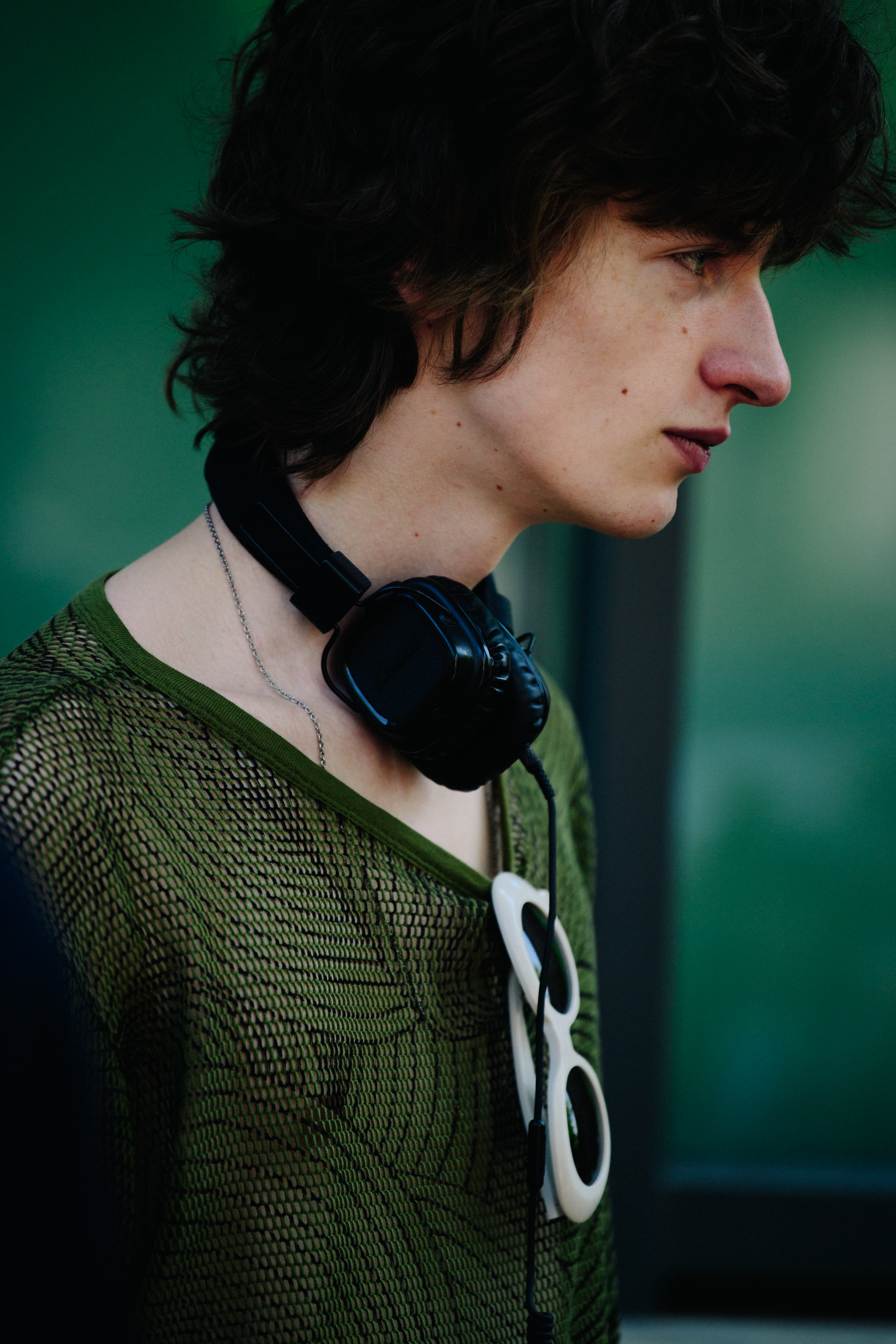 Model wearing headphones