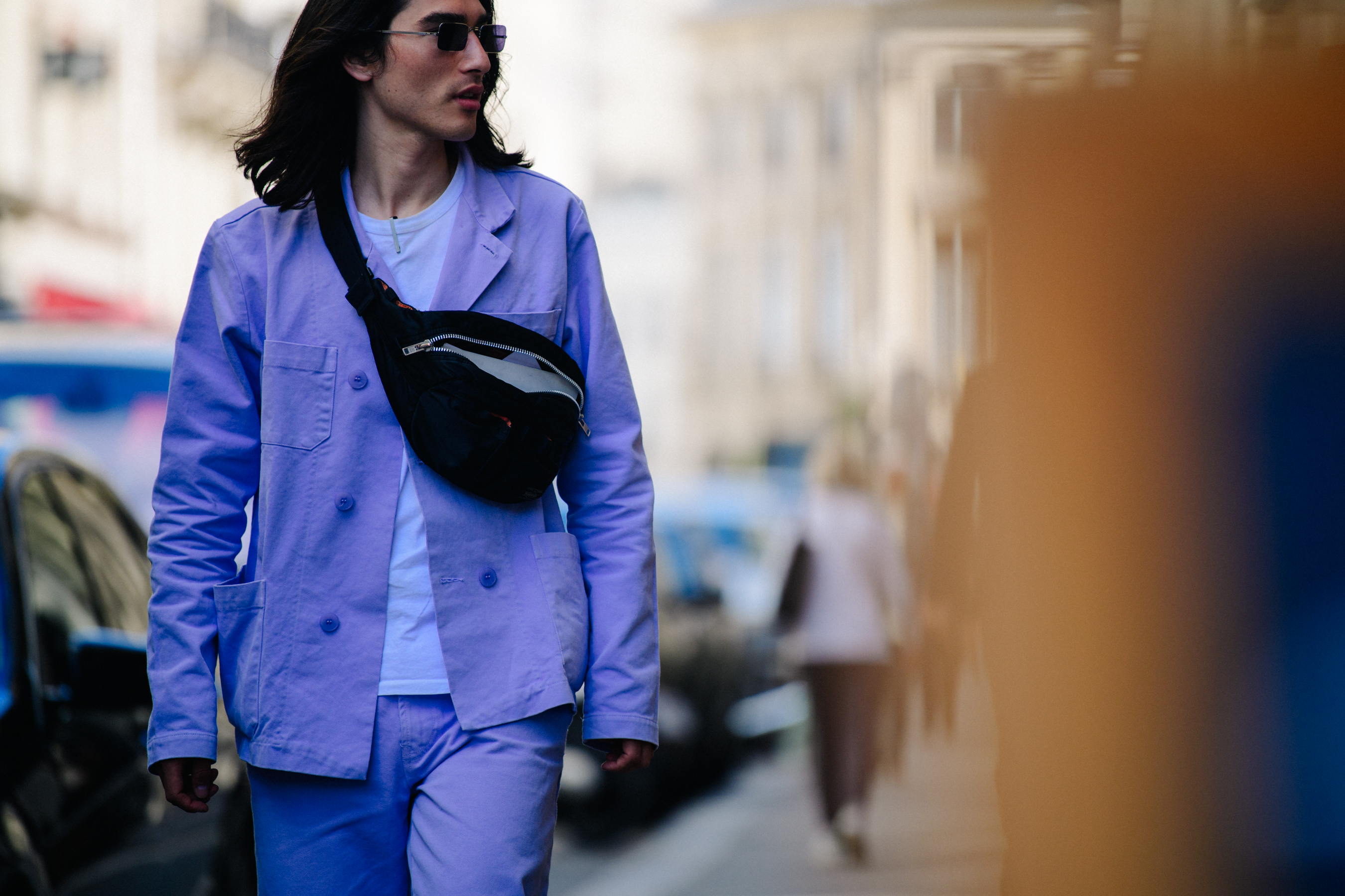 Man wearing purple suit