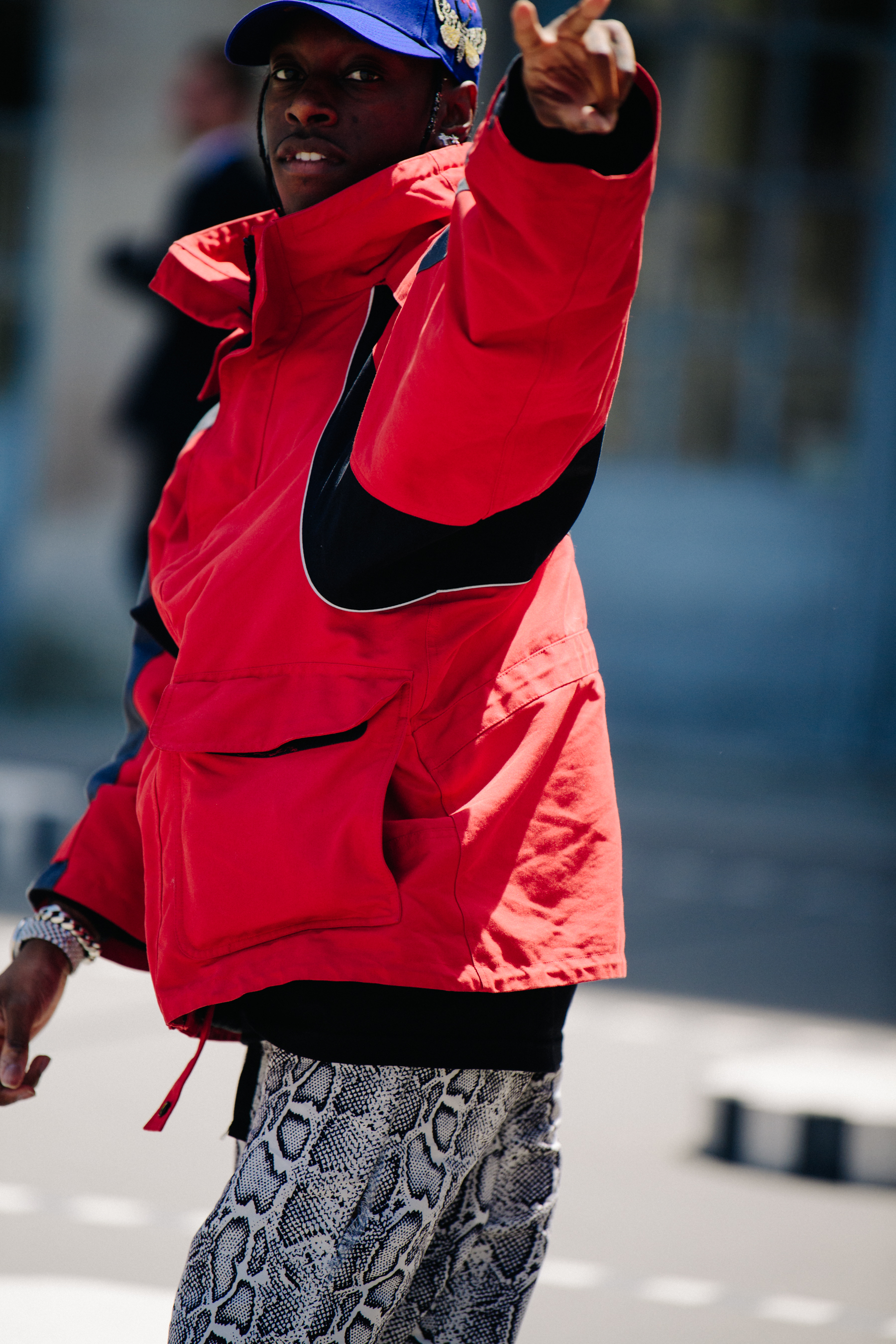 Man wearing red coat