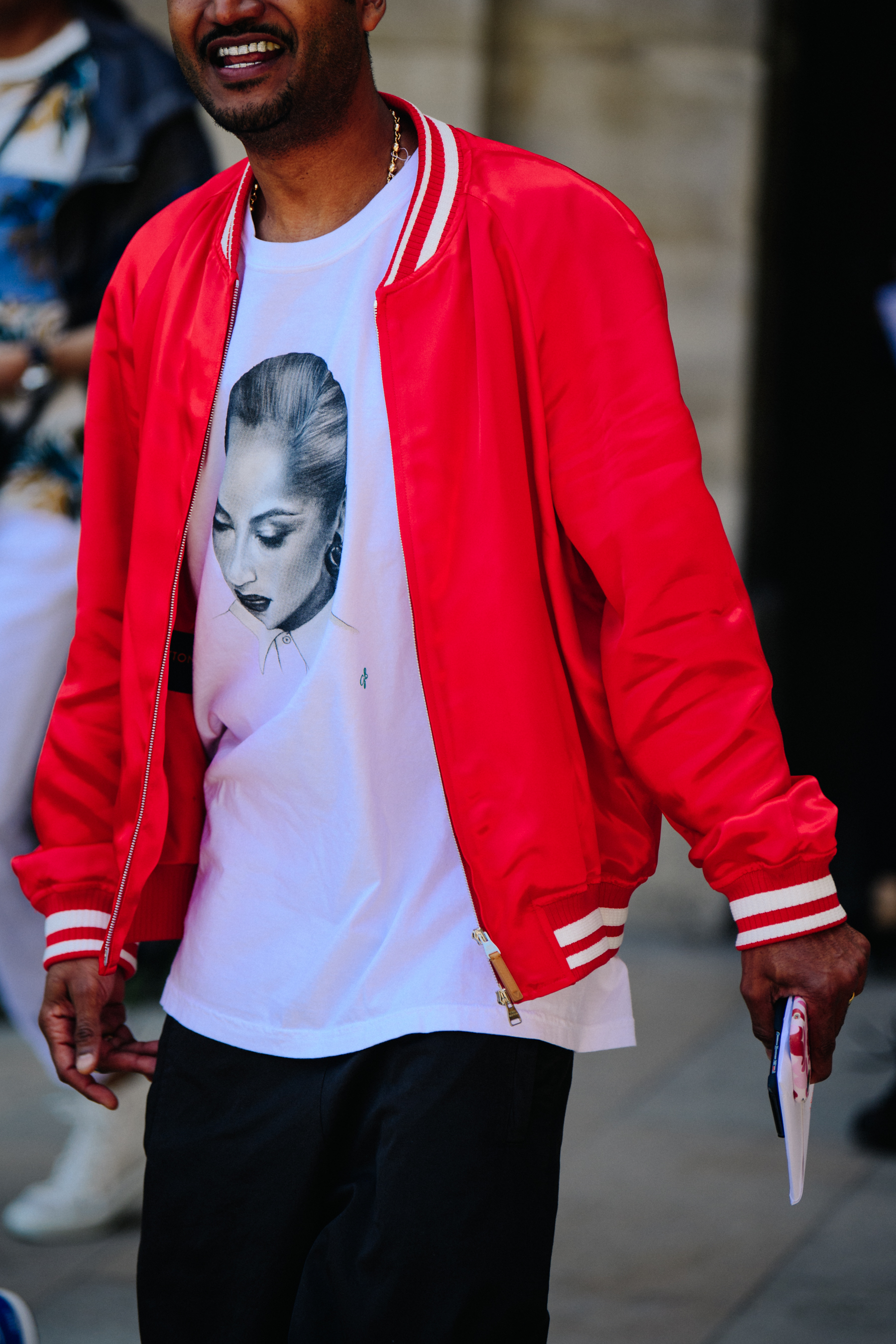 Man wearing red jacket
