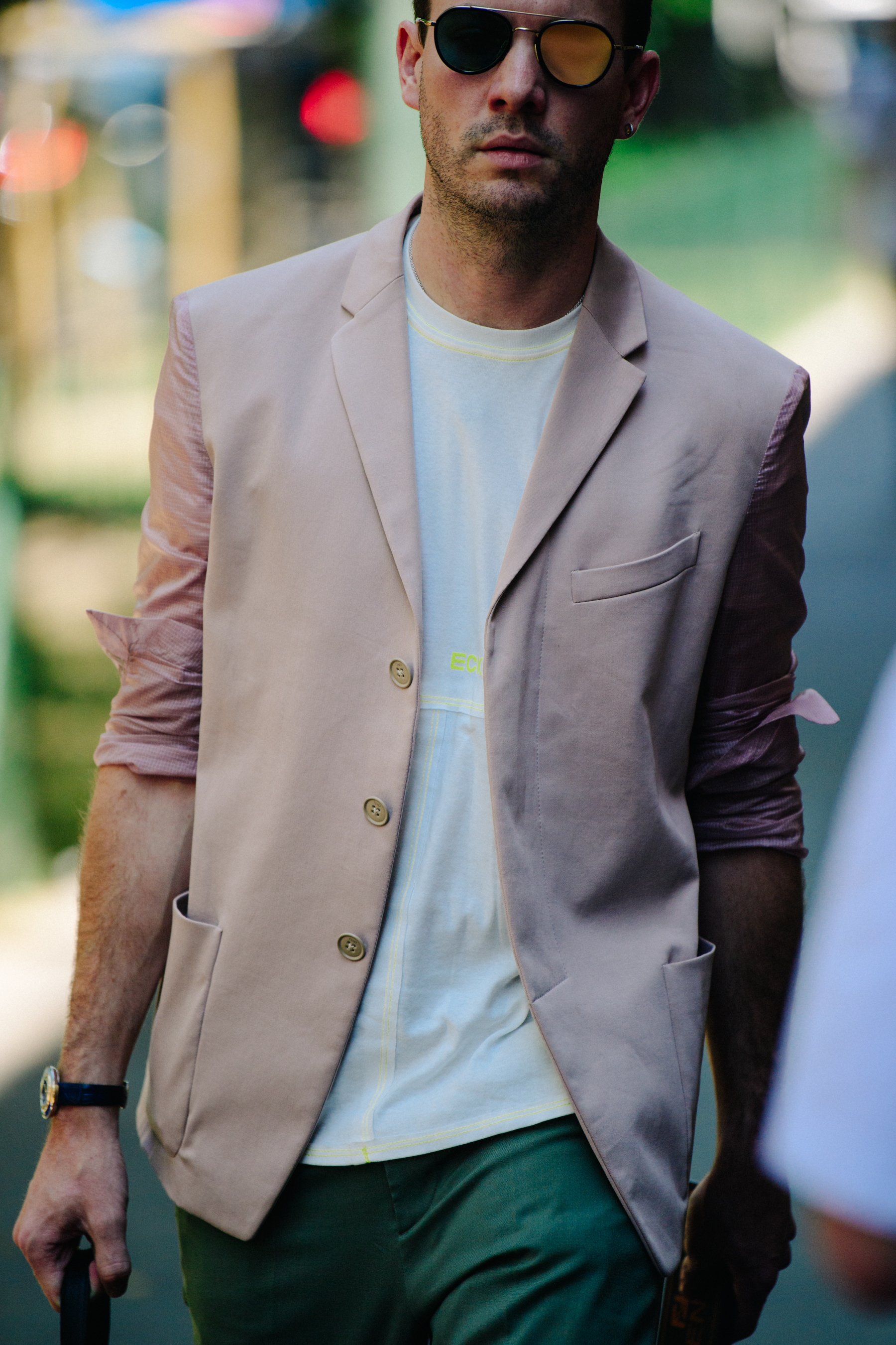 Man wearing light blazer