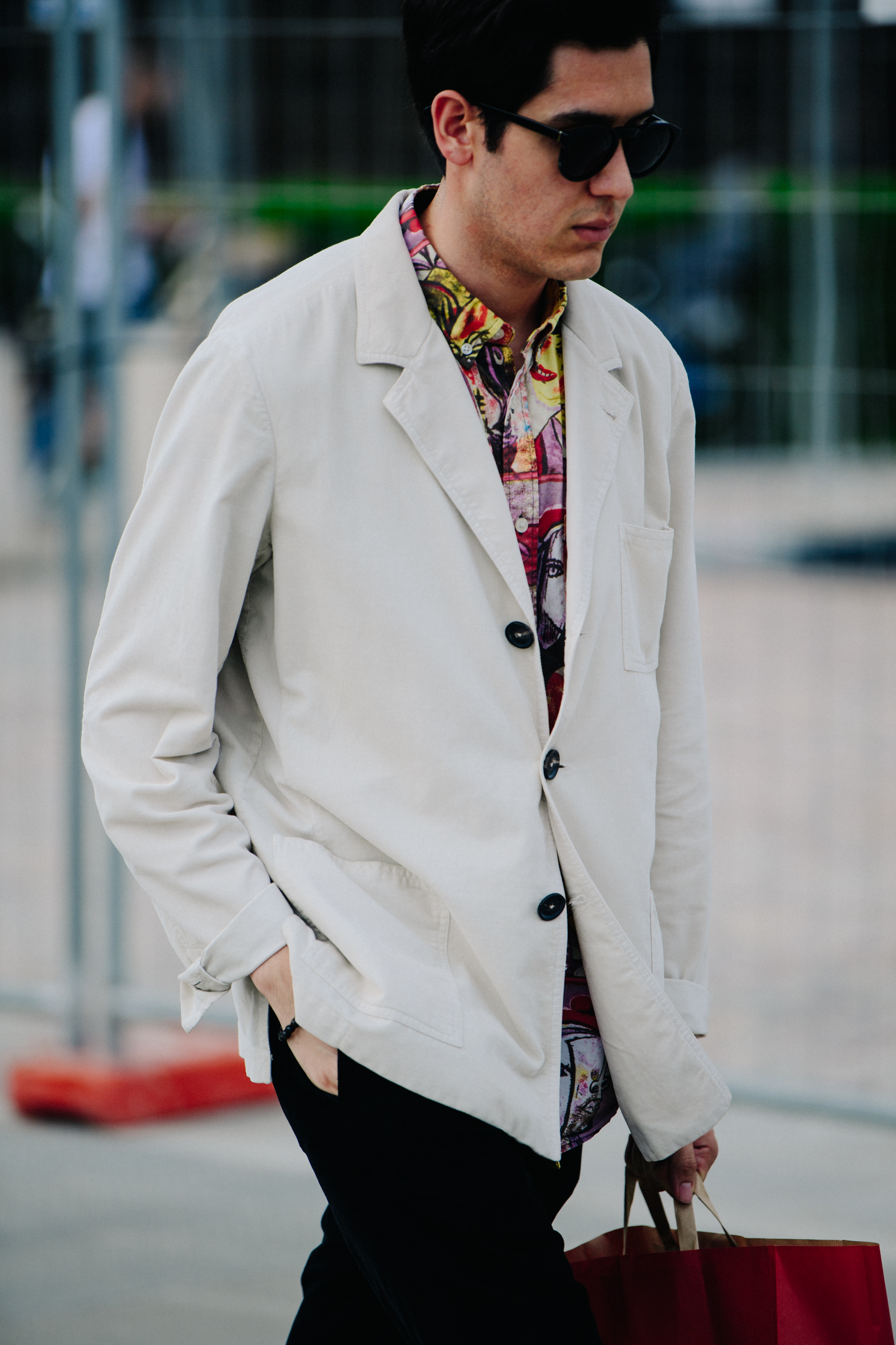 Man wearing pattern shirt