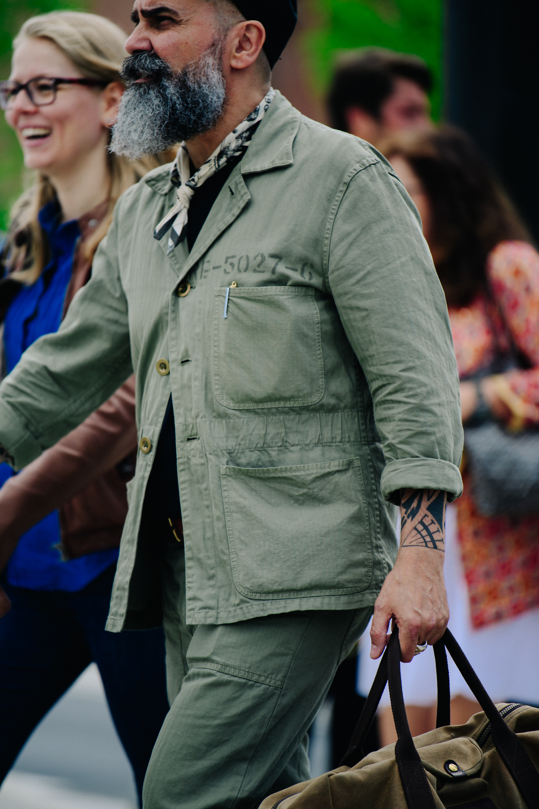 Man wearing green jacket
