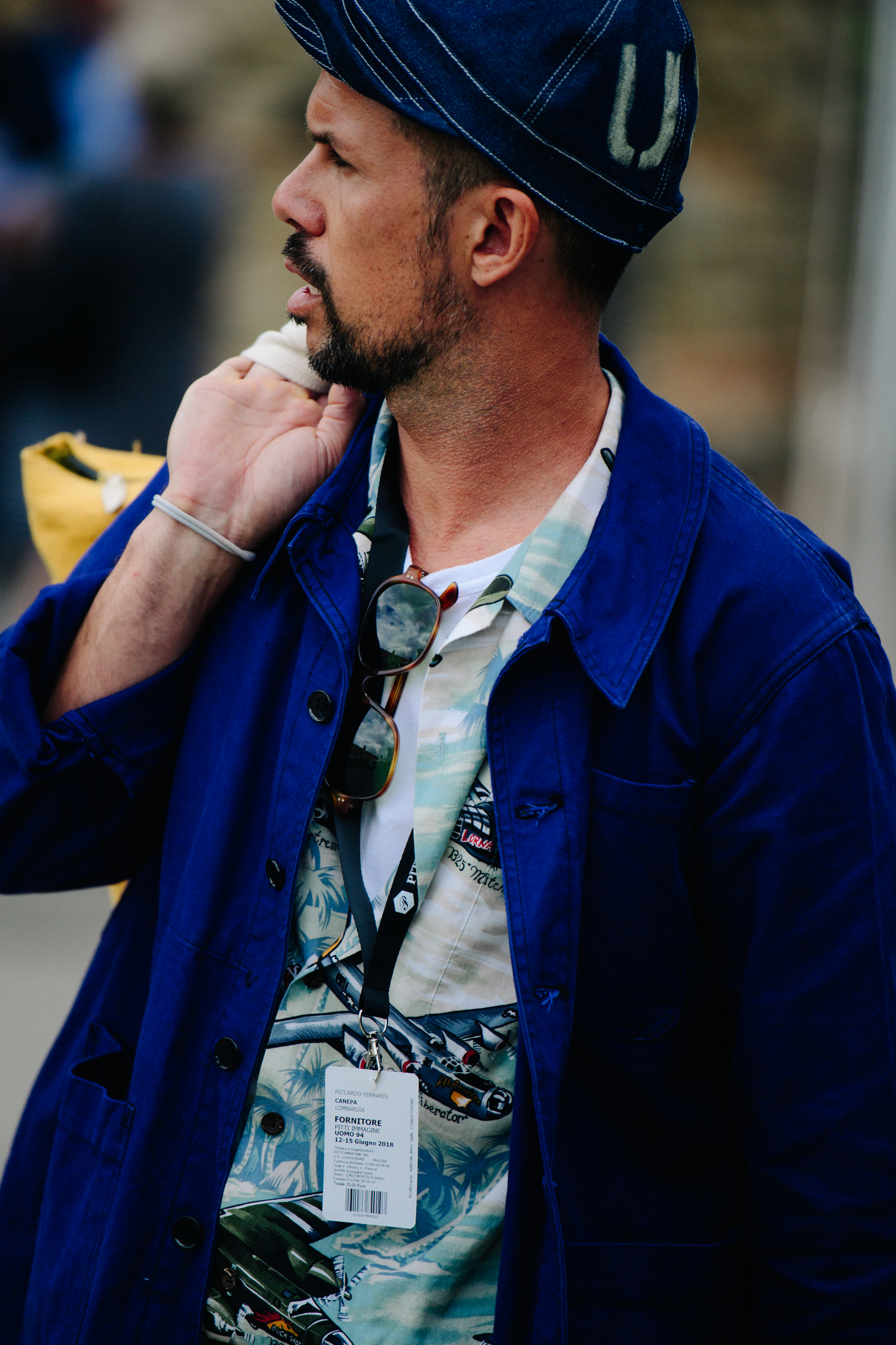 Man wearing blue shirt