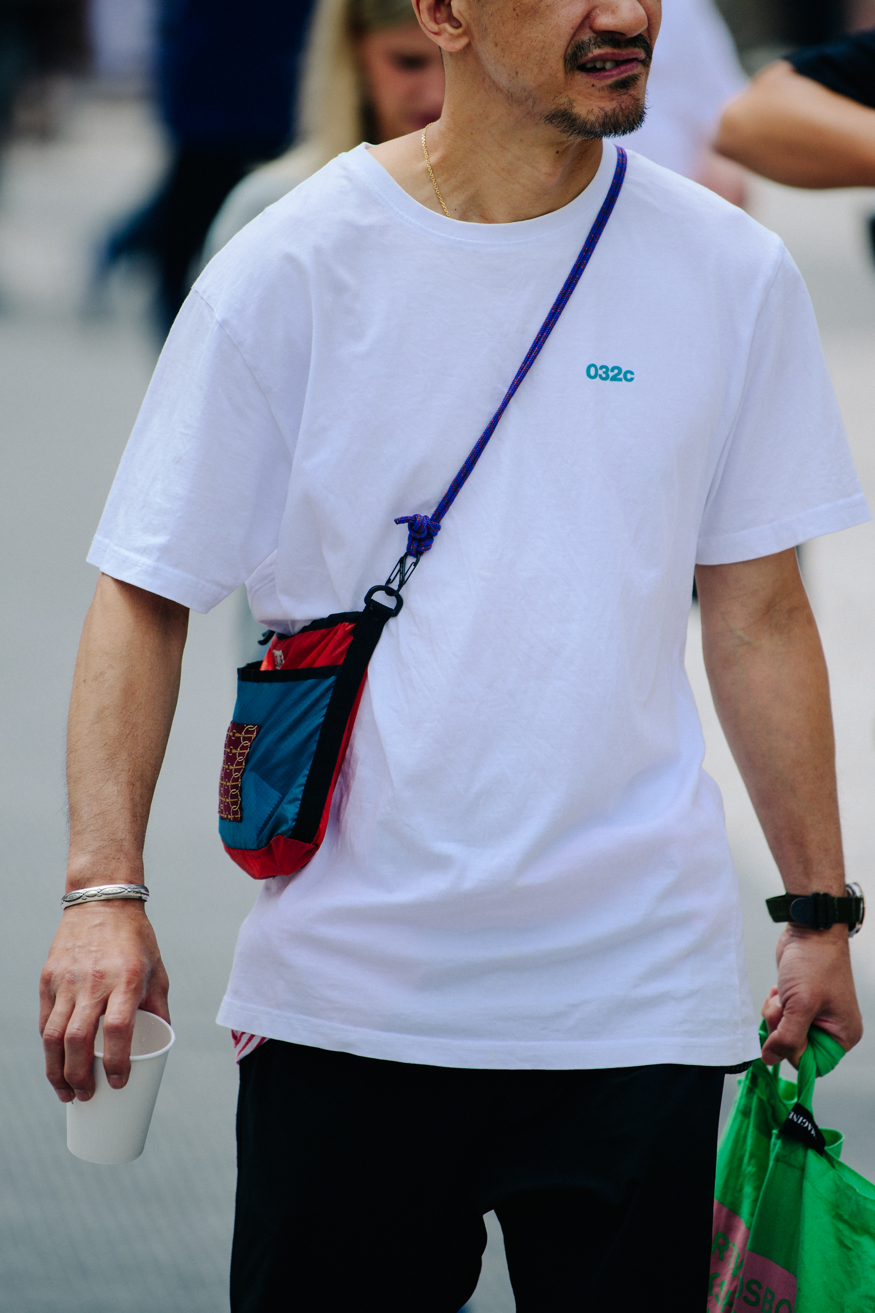 Man wearing white tee shirt
