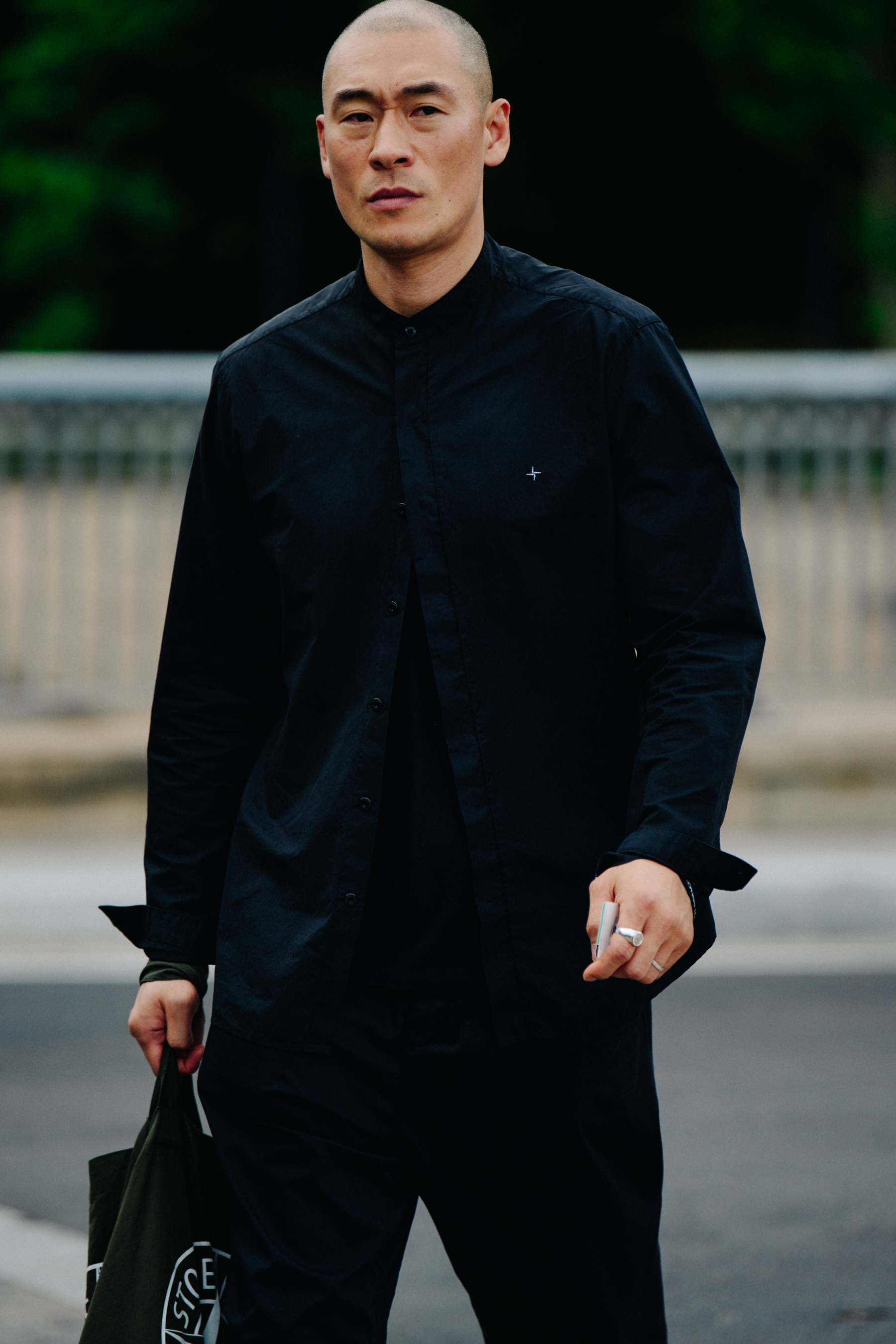 Man wearing Stone Island shirt