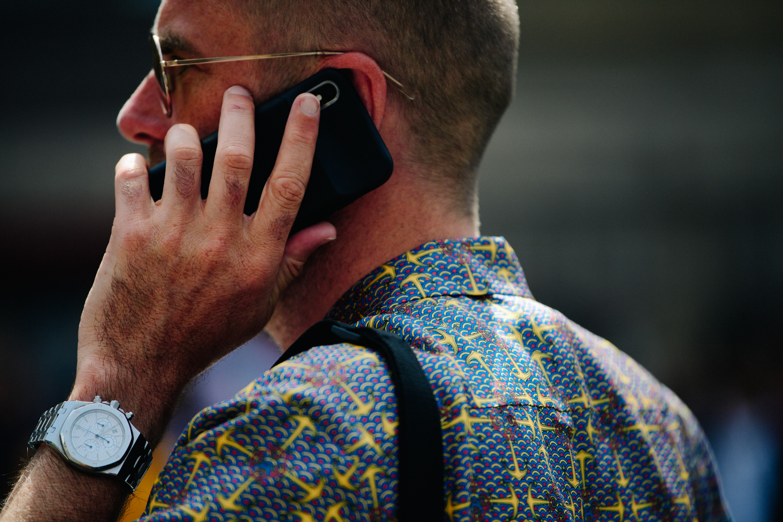 Man wearing pattern shirt