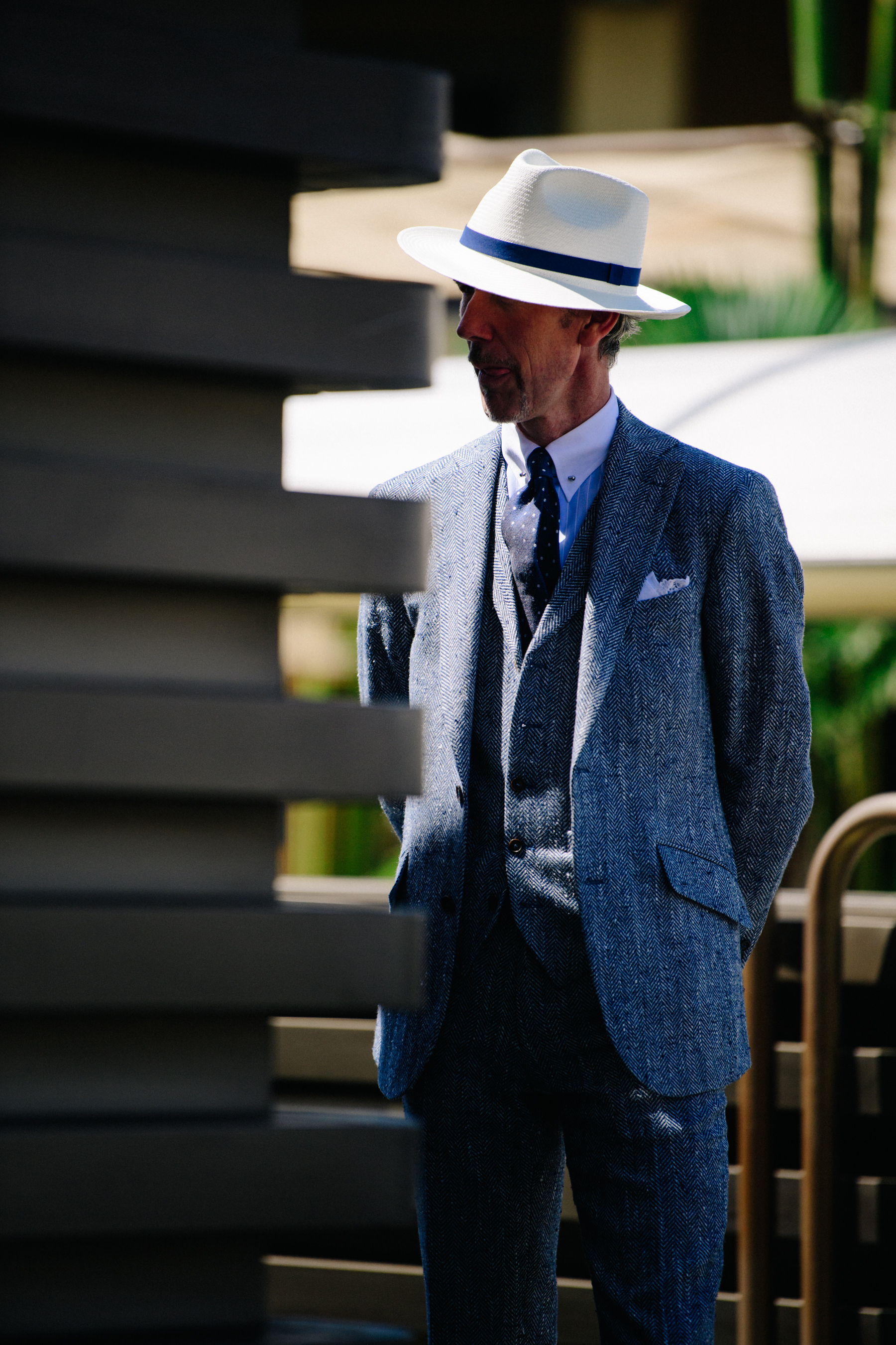 Man wearing white hat