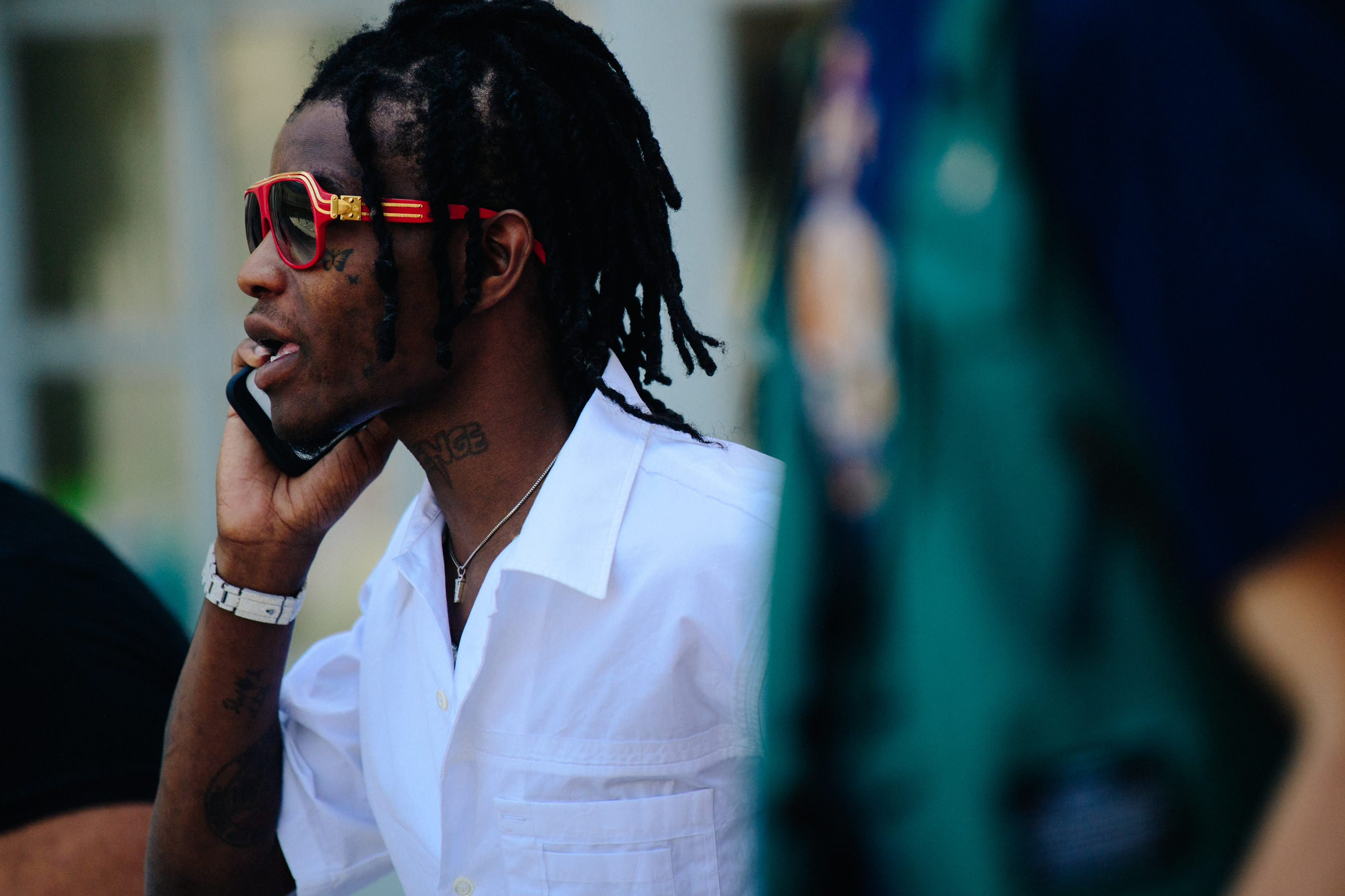 Ian Connor wearing white shirt