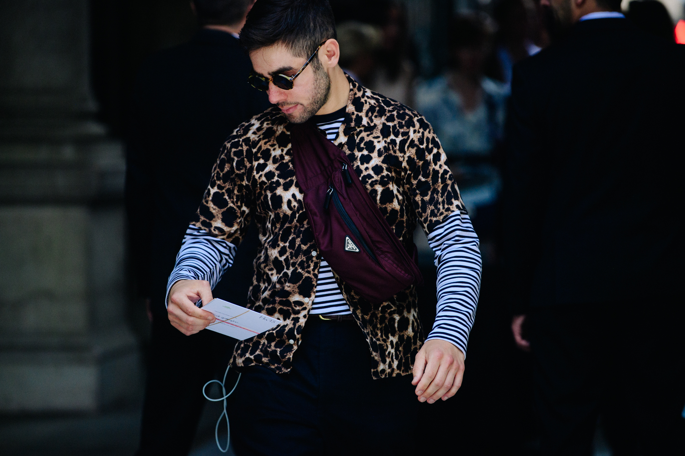 Man wearing leopard print shirt