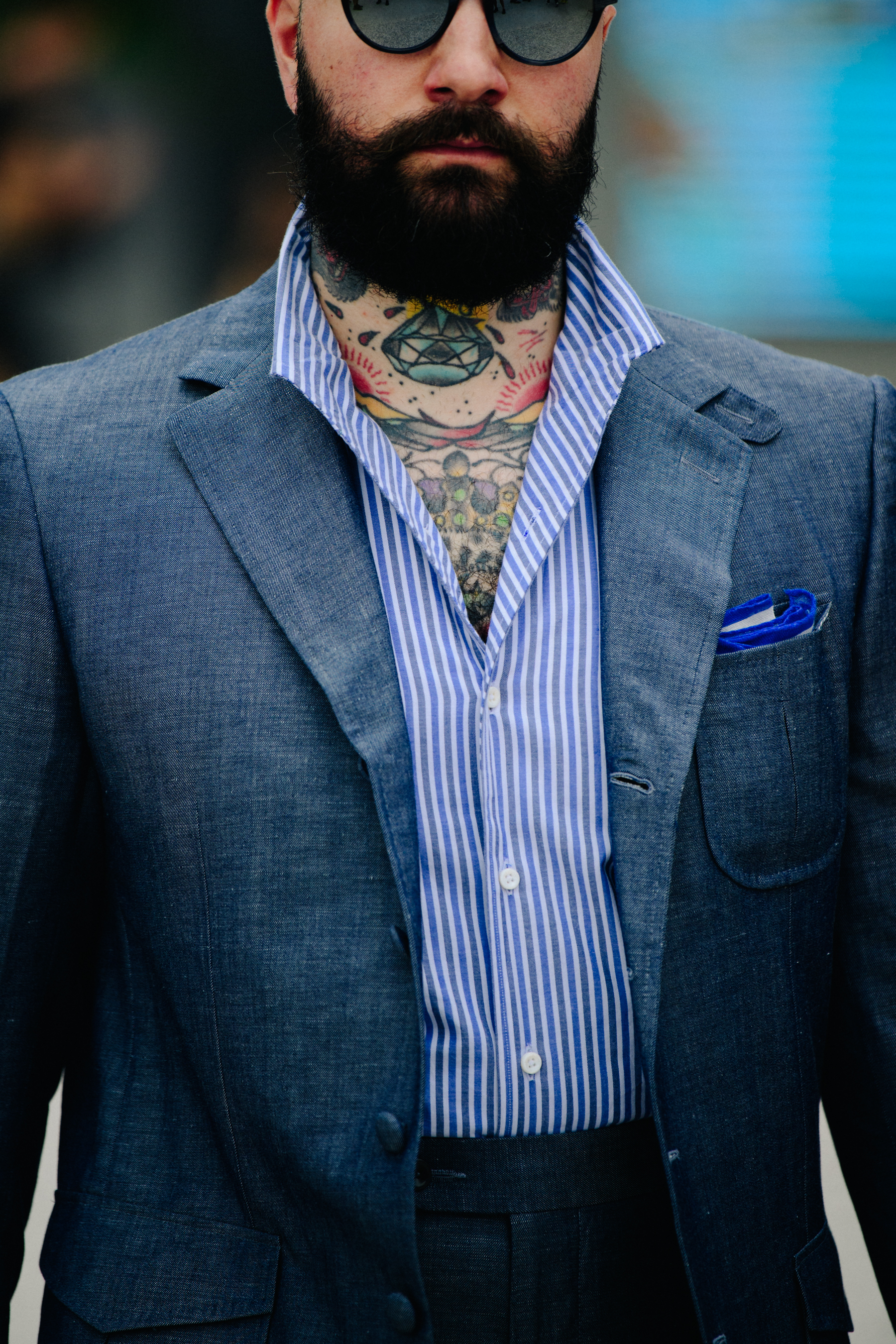 Man with chest tattoos