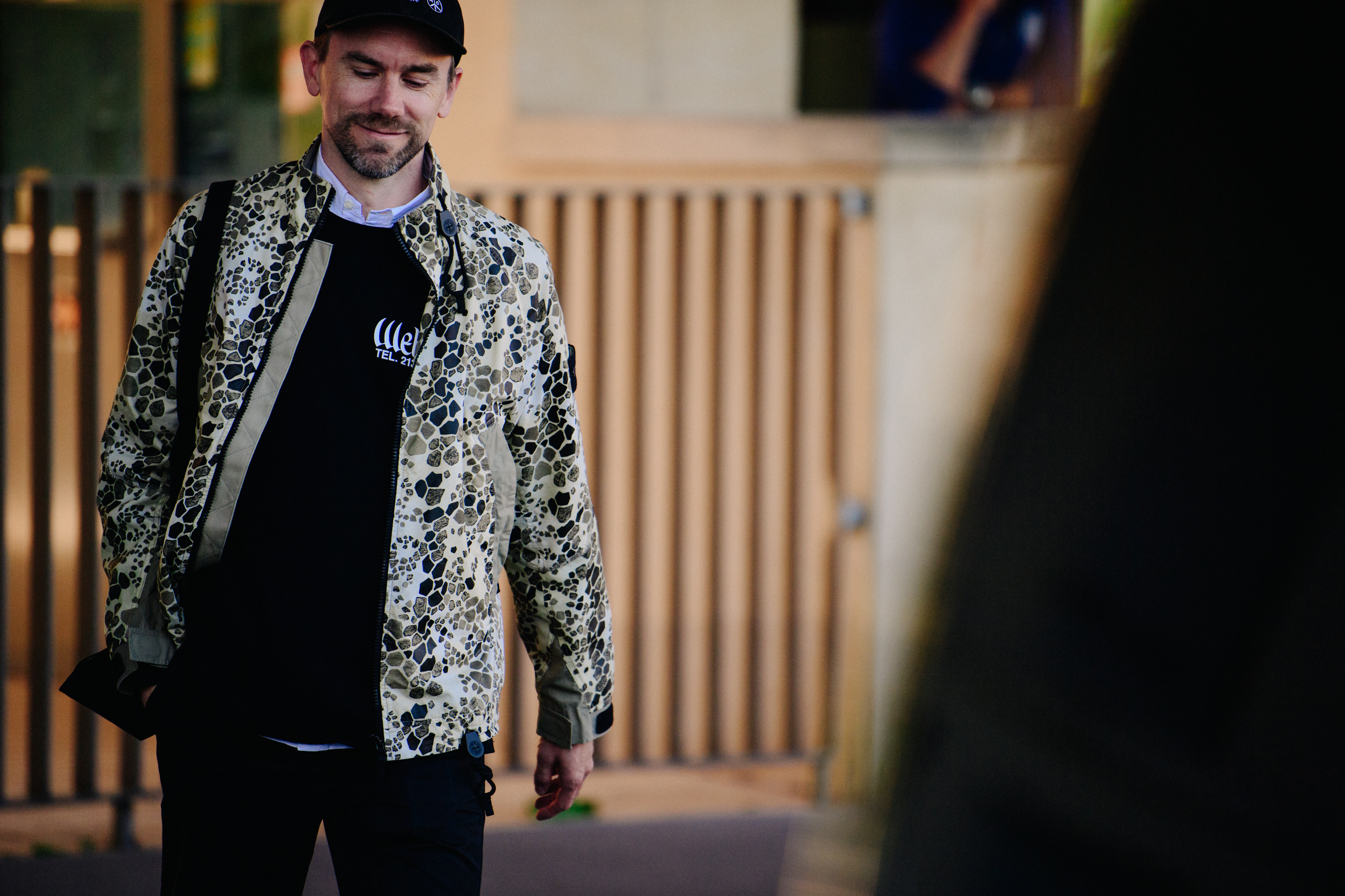 Man wearing pattern jacket
