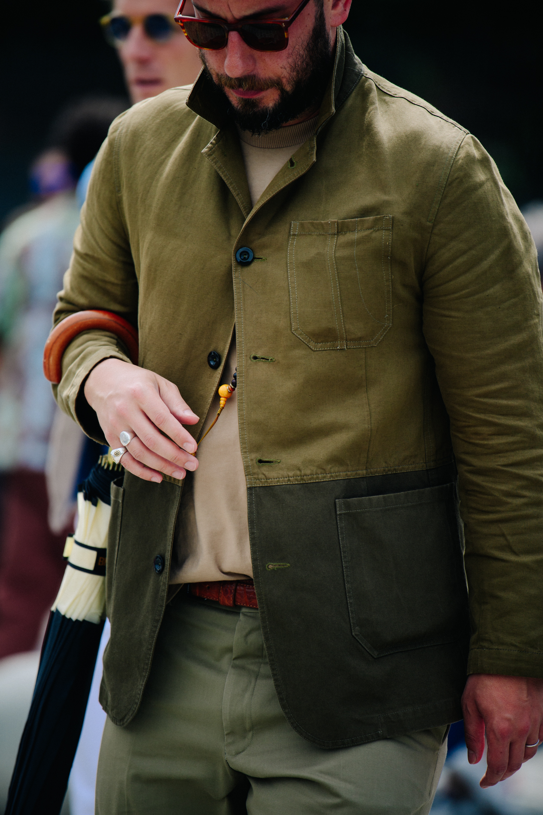 Man wearing green jacket