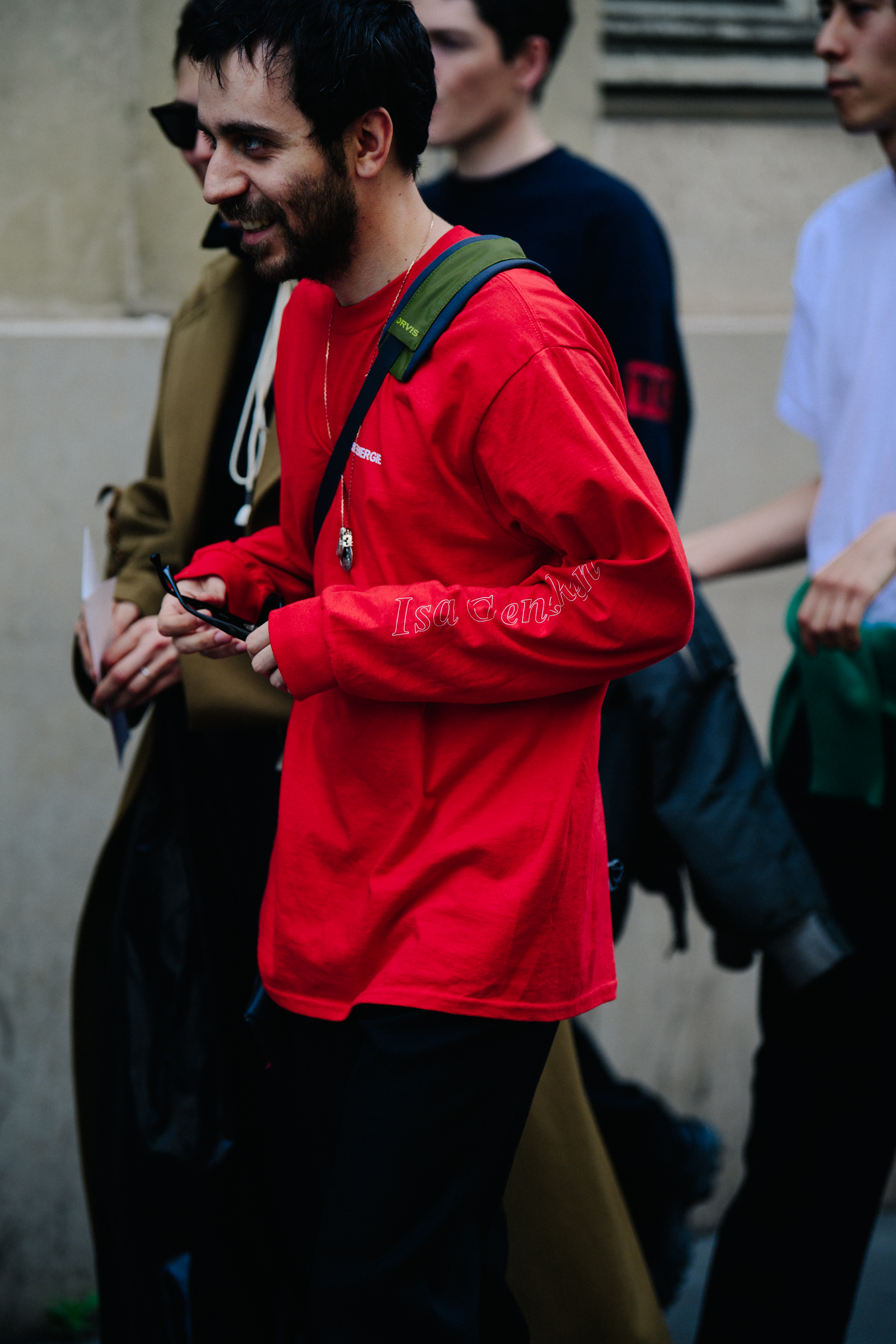 Designer wearing red jumper
