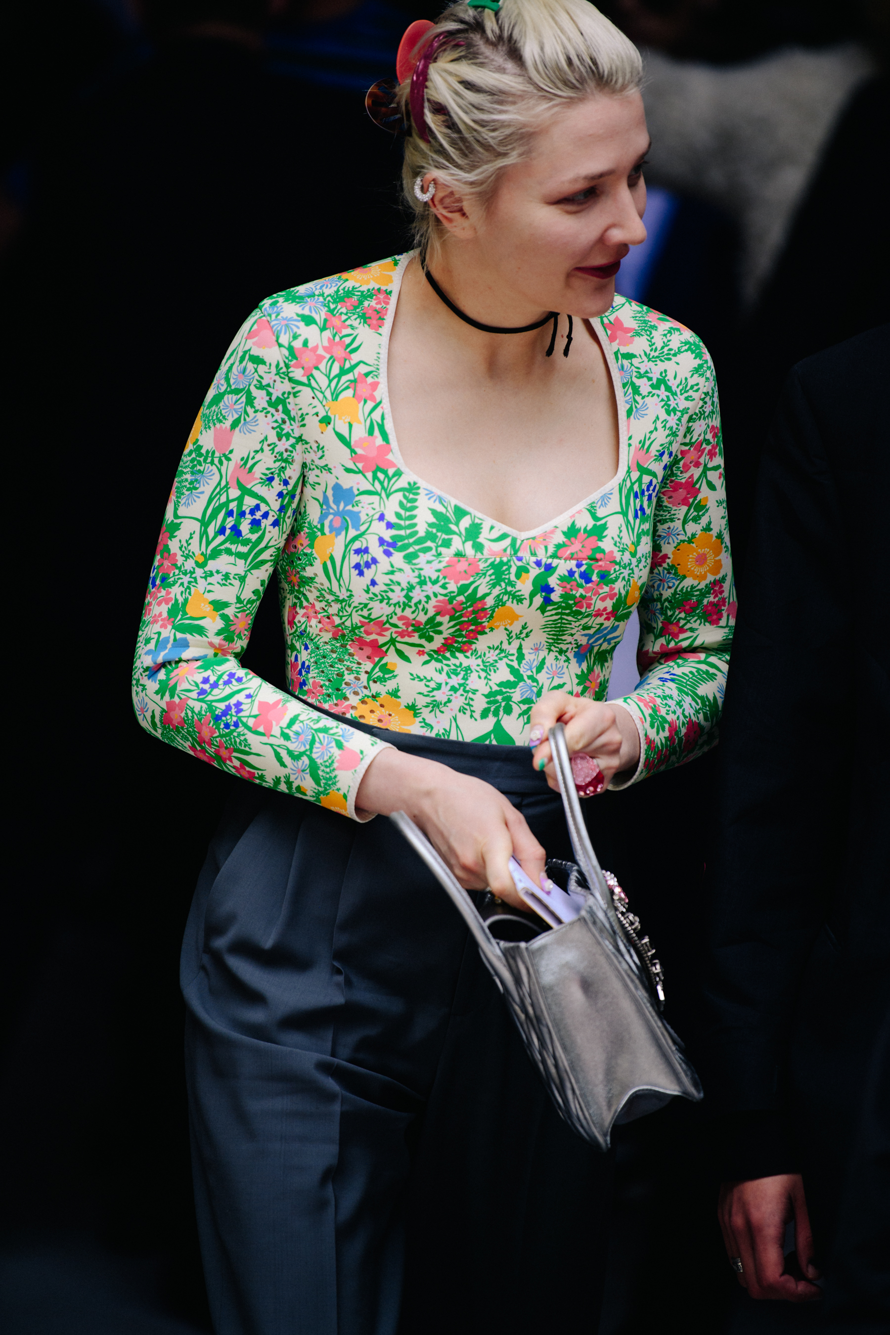 Stylist wearing floral top