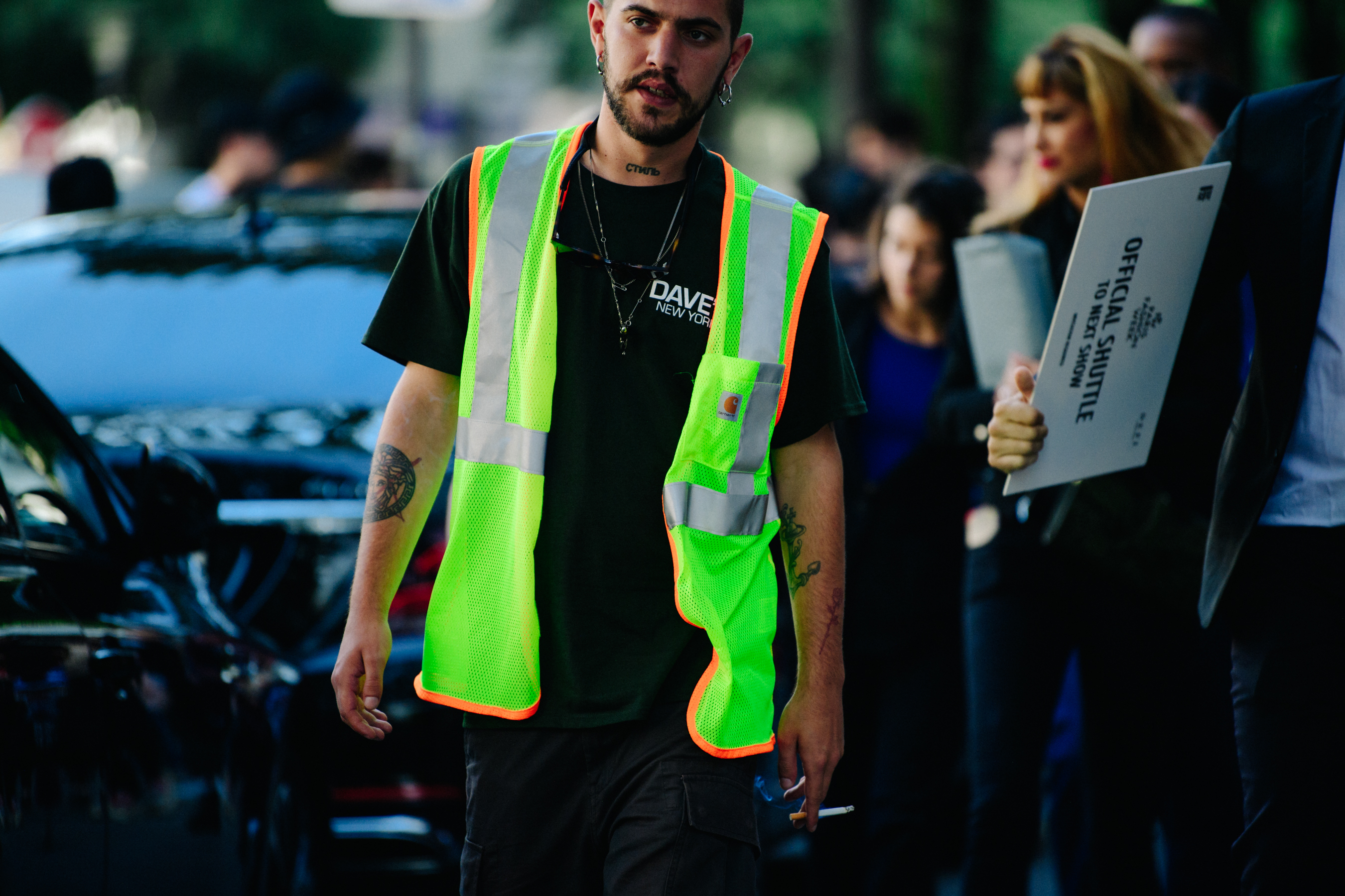 German man wearing high-vis vest
